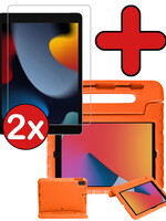 BTH BTH iPad 10.2 2020 Kinderhoes Met 2x Screenprotector - Oranje