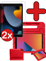 BTH BTH iPad 10.2 2020 Kinderhoes Met 2x Screenprotector - Rood