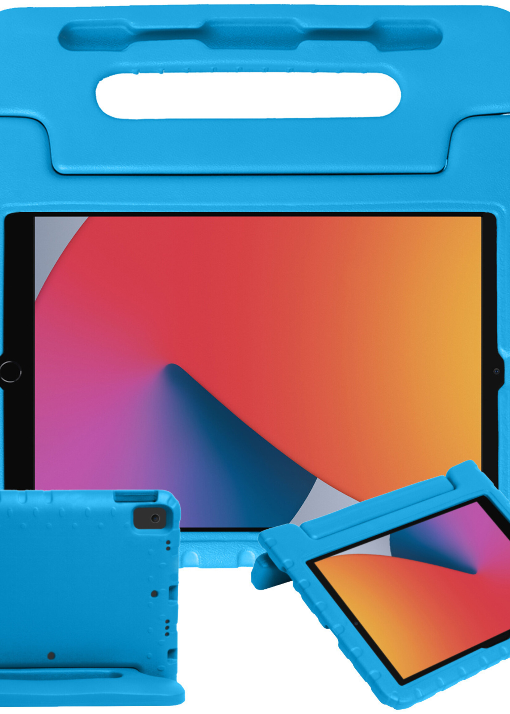 BTH Kinderhoes Geschikt voor iPad 10.2 2021 Hoes Kinder Hoesje Kids Case Cover Kidsproof Met 2x Screenprotector - Hoesje Geschikt voor iPad 9 Hoesje Kinder Hoes - Blauw