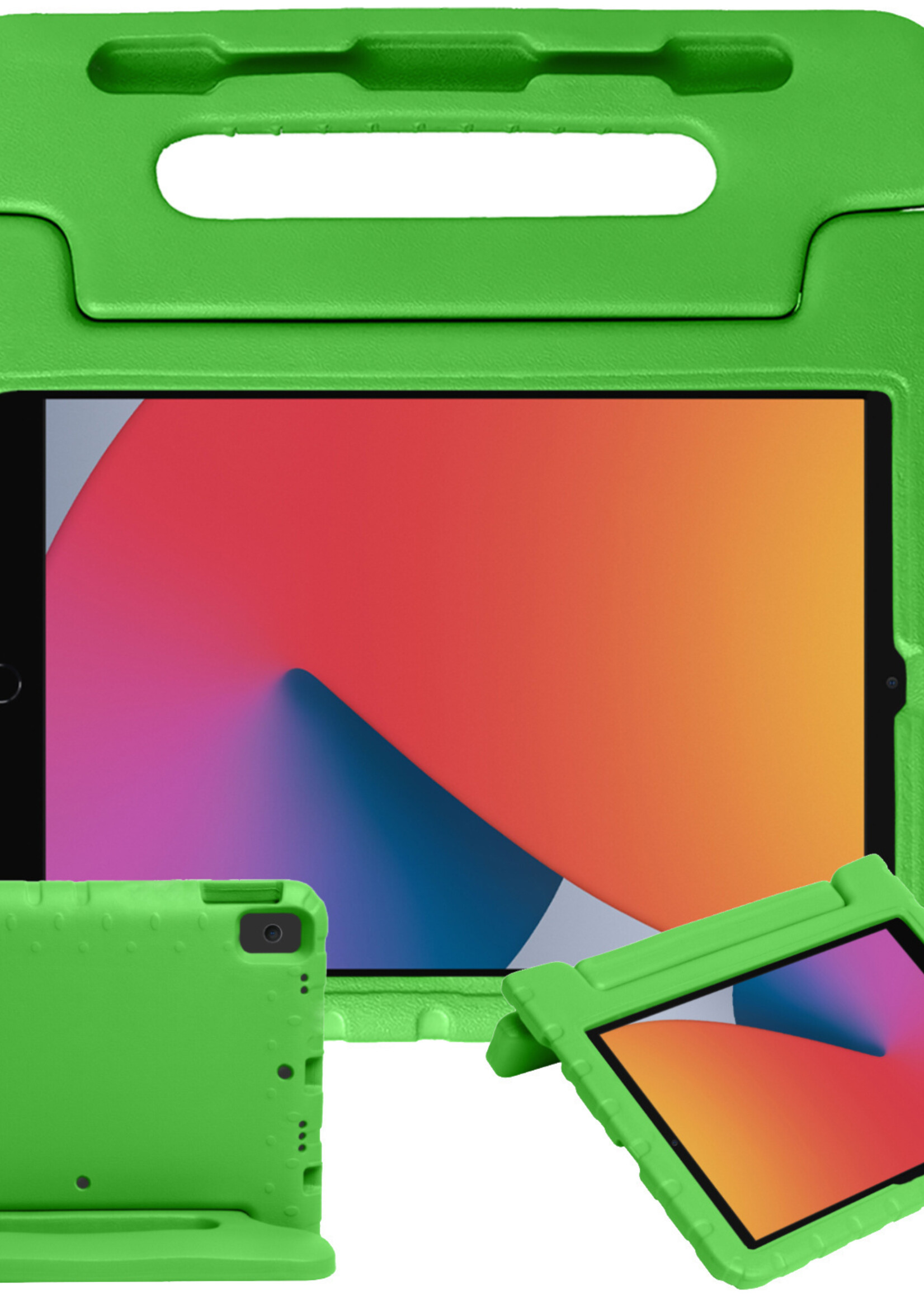 BTH Kinderhoes Geschikt voor iPad 10.2 2021 Hoes Kinder Hoesje Kids Case Cover Kidsproof Met 2x Screenprotector - Hoesje Geschikt voor iPad 9 Hoesje Kinder Hoes - Groen