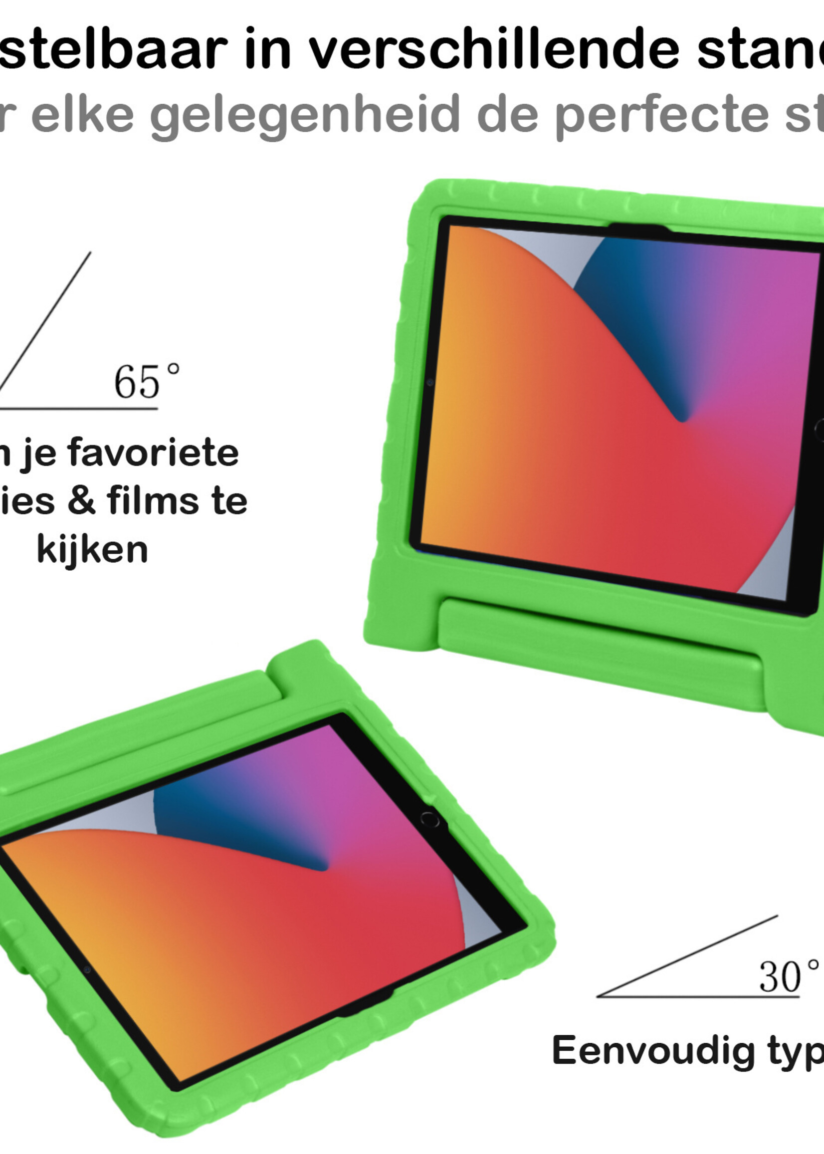 BTH Kinderhoes Geschikt voor iPad 10.2 2021 Hoes Kinder Hoesje Kids Case Cover Kidsproof Met 2x Screenprotector - Hoesje Geschikt voor iPad 9 Hoesje Kinder Hoes - Groen