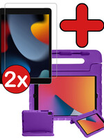 BTH BTH iPad 10.2 2021 Kinderhoes Met 2x Screenprotector - Paars