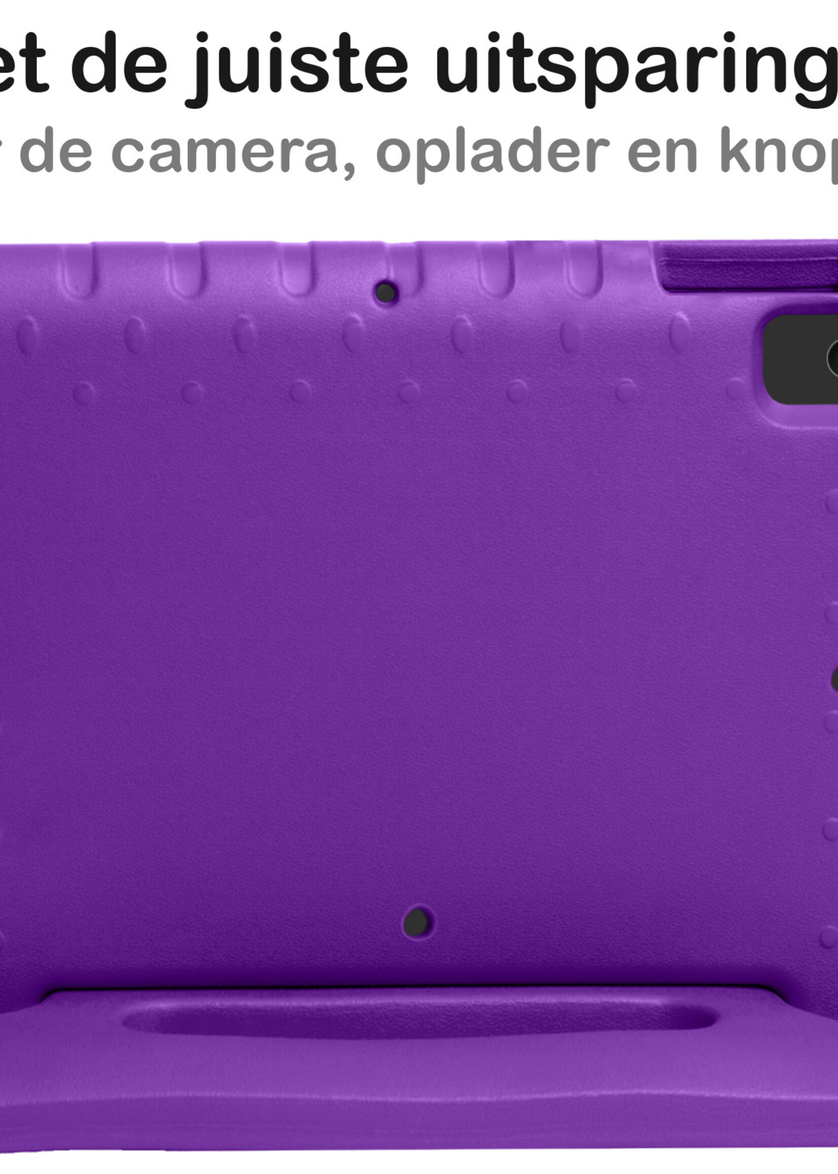 BTH Kinderhoes Geschikt voor iPad 10.2 2021 Hoes Kinder Hoesje Kids Case Cover Kidsproof Met 2x Screenprotector - Hoesje Geschikt voor iPad 9 Hoesje Kinder Hoes - Paars