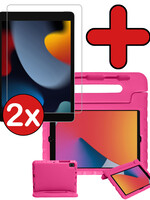 BTH BTH iPad 10.2 2021 Kinderhoes Met 2x Screenprotector - Roze