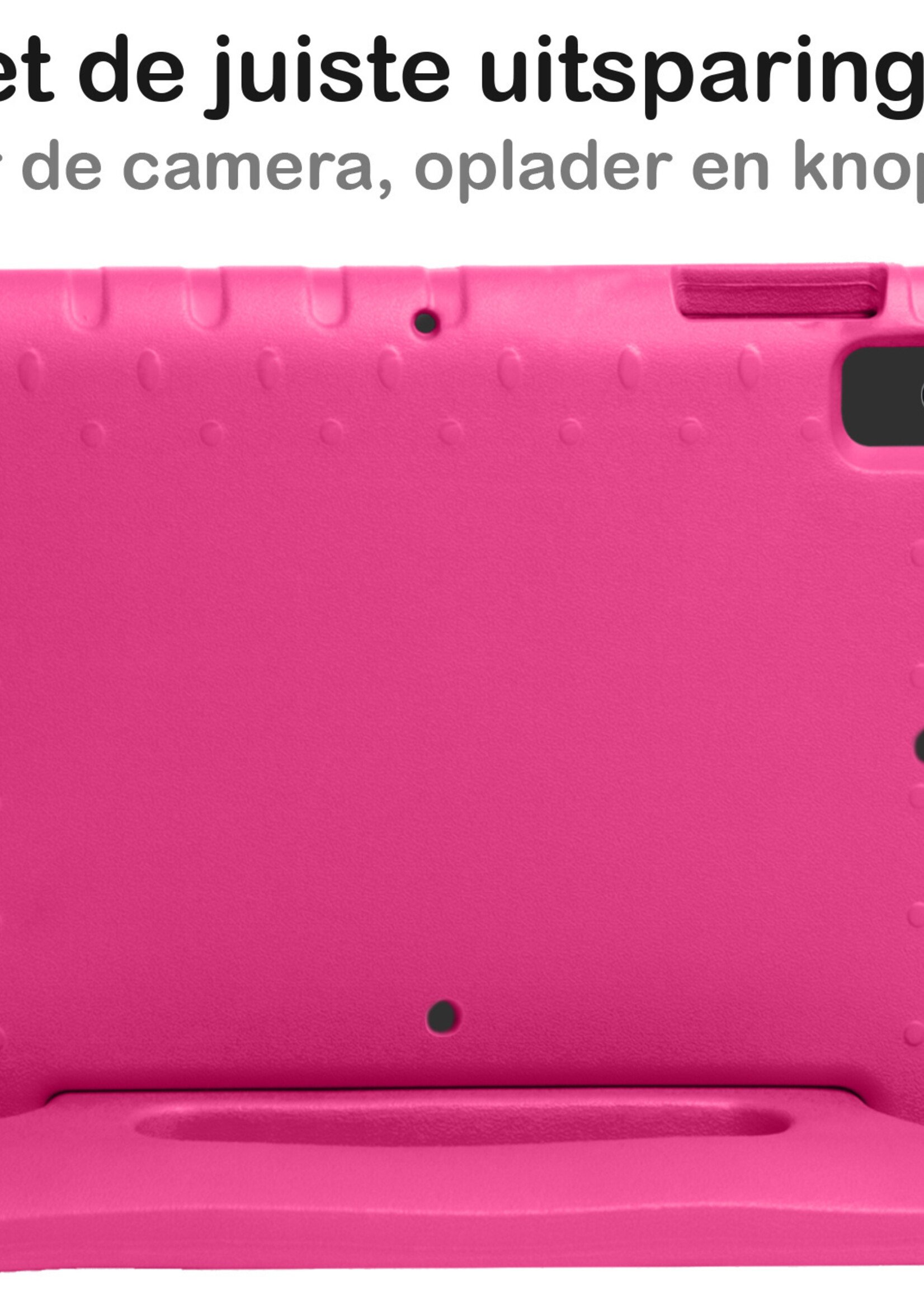 BTH Kinderhoes Geschikt voor iPad 10.2 2021 Hoes Kinder Hoesje Kids Case Cover Kidsproof Met 2x Screenprotector - Hoesje Geschikt voor iPad 9 Hoesje Kinder Hoes - Roze