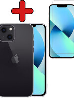 BTH BTH iPhone 14 Hoesje Siliconen Met Screenprotector Met Dichte Notch - Transparant