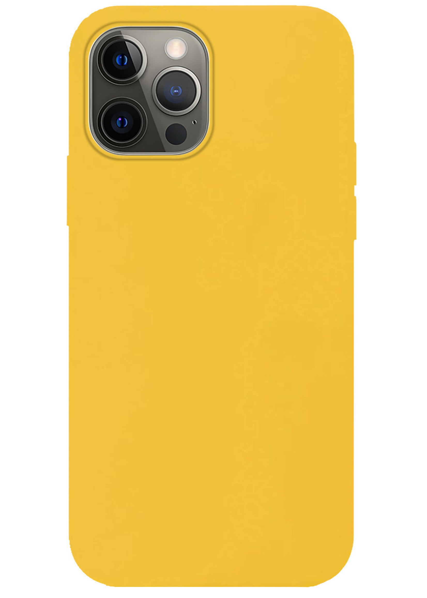 BTH Hoesje Geschikt voor iPhone 14 Pro Hoesje Siliconen Case Hoes Met Screenprotector - Hoes Geschikt voor iPhone 14 Pro Hoes Cover Case - Geel