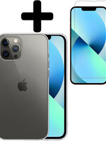 BTH BTH iPhone 14 Pro Hoesje Siliconen Met Screenprotector Met Dichte Notch - Transparant