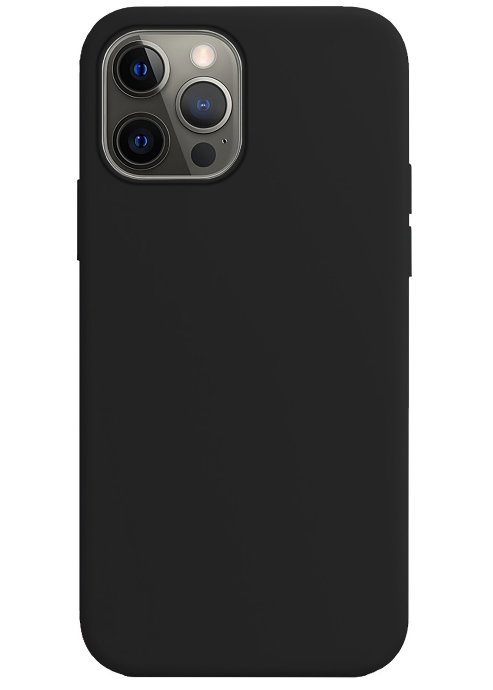 BTH Hoesje Geschikt voor iPhone 14 Pro Hoesje Siliconen Case Hoes Met Screenprotector - Hoes Geschikt voor iPhone 14 Pro Hoes Cover Case - Zwart