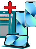 BTH BTH iPhone 14 Hoesje Bookcase Met Screenprotector - Turquoise