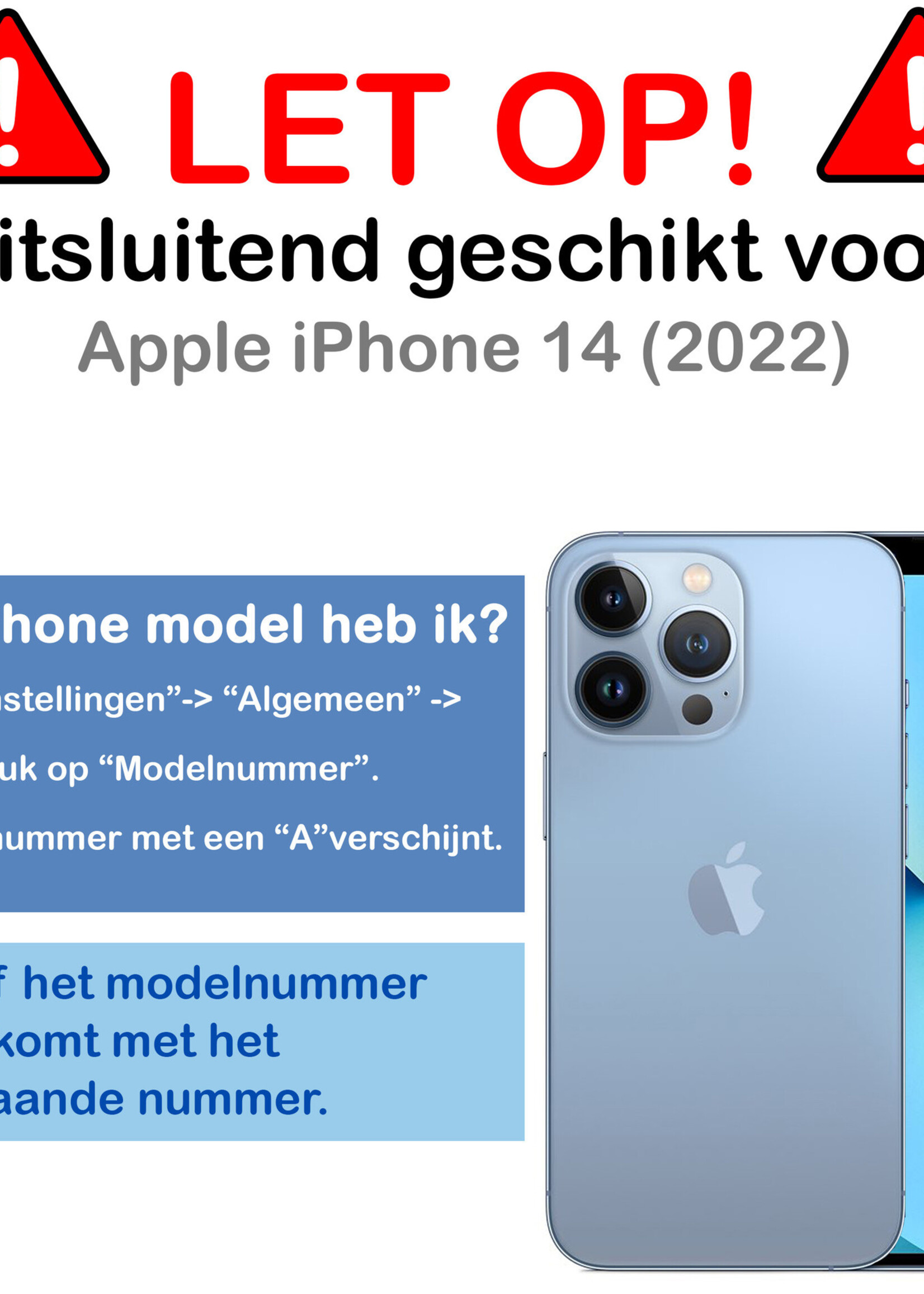 BTH Hoesje Geschikt voor iPhone 14 Hoesje Book Case Hoes Portemonnee Cover Walletcase Met Screenprotector - Hoes Geschikt voor iPhone 14 Hoes Bookcase Hoesje - Wit