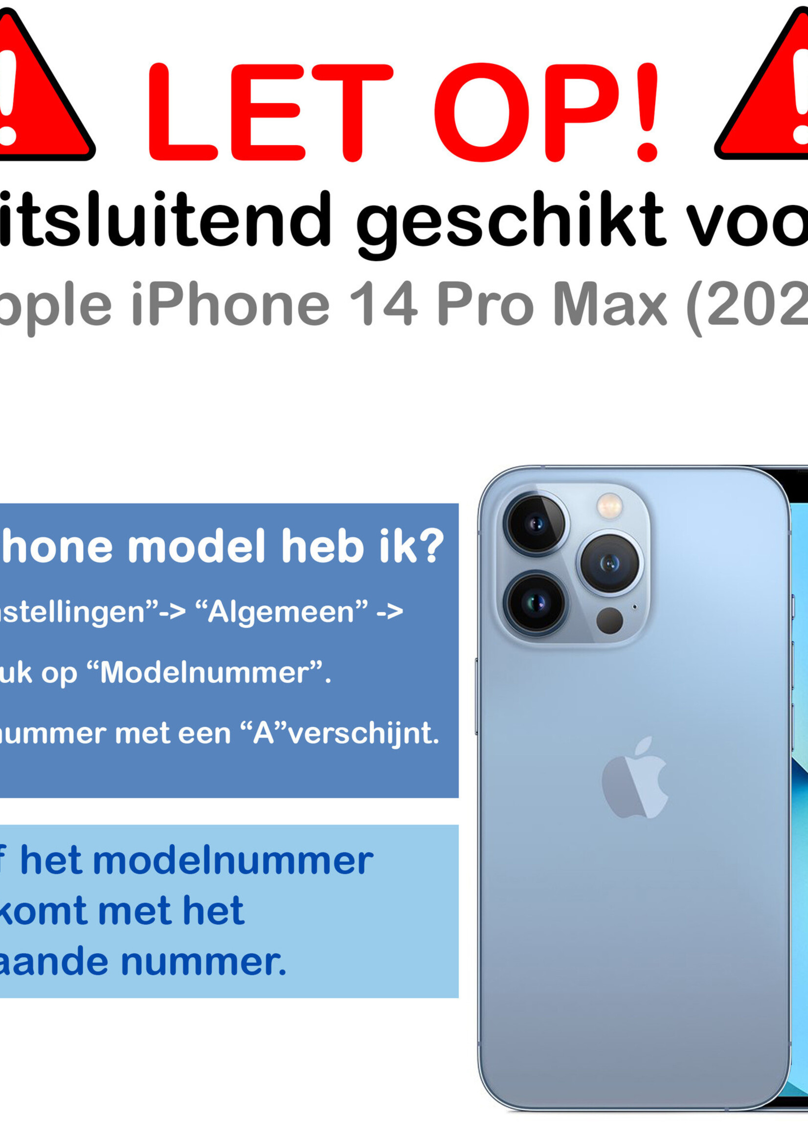 BTH Hoesje Geschikt voor iPhone 14 Pro Max Hoesje Book Case Hoes Portemonnee Cover Walletcase Met 2x Screenprotector - Hoes Geschikt voor iPhone 14 Pro Max Hoes Bookcase Hoesje - Wit