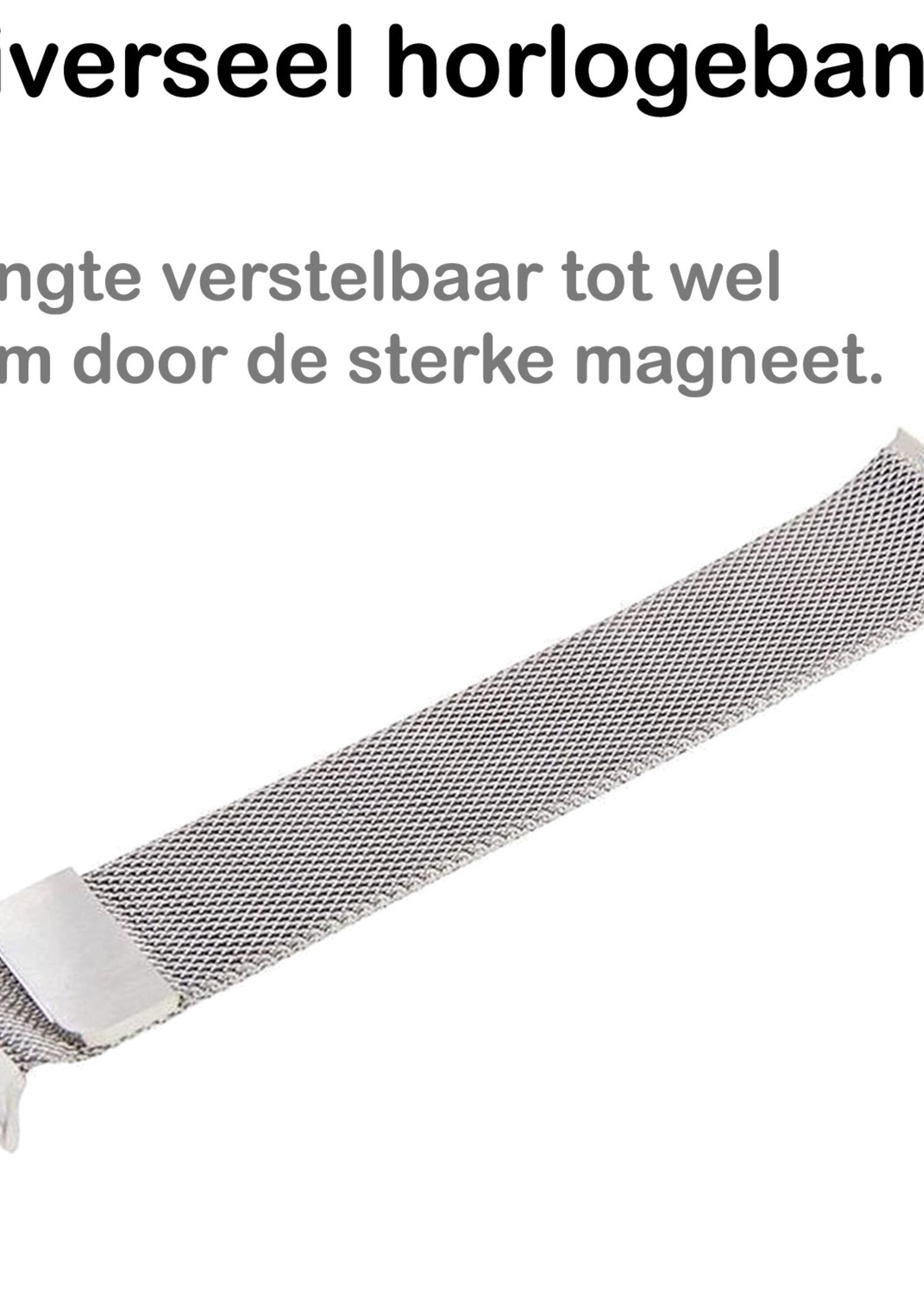 BTH Geschikt Voor Apple Watch SE Bandje Zilver Horloge Bandje Milanees Met Magneetsluiting (44 mm)