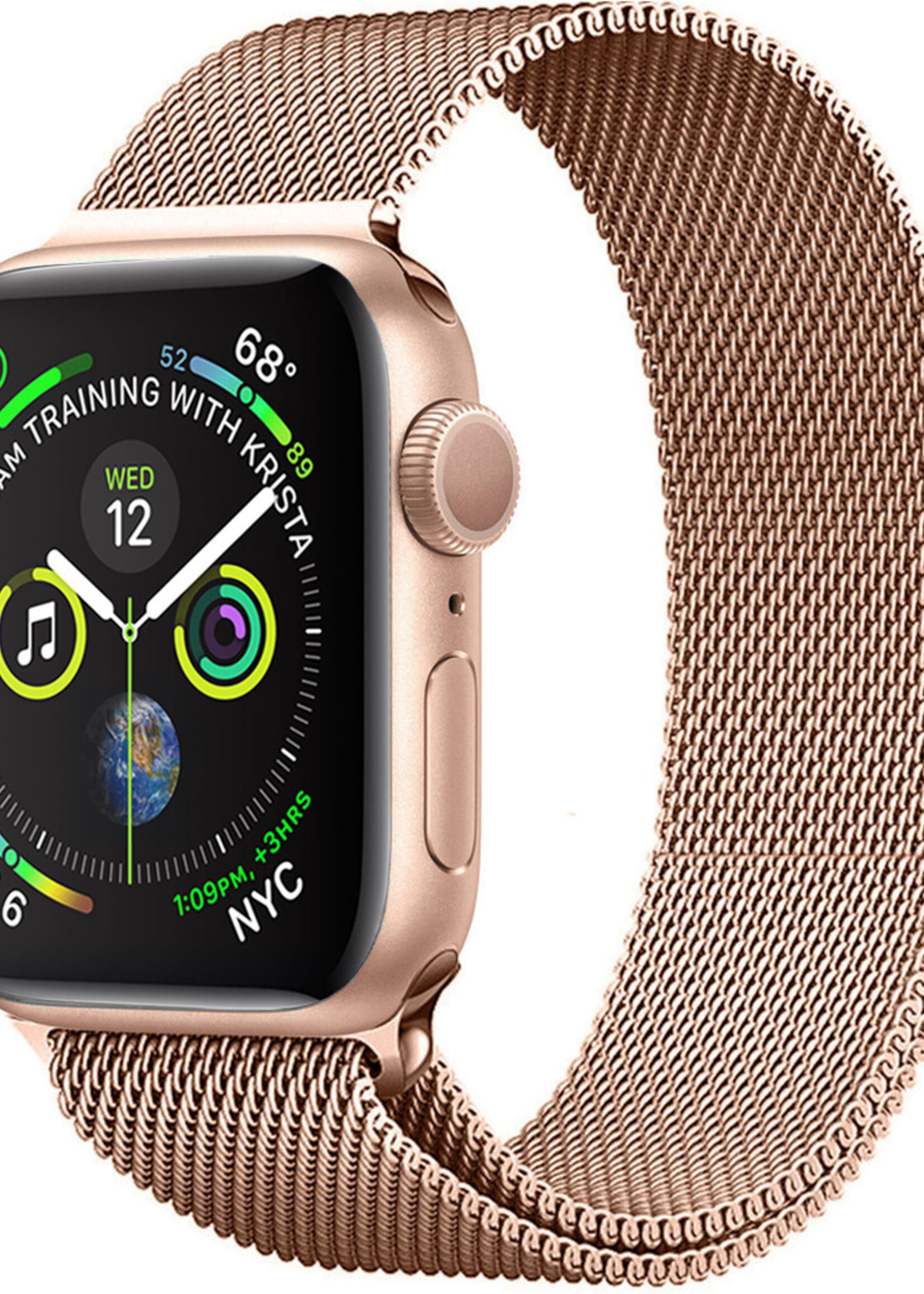 BTH Geschikt Voor Apple Watch SE Bandje Rose Goud Horloge Bandje Milanees Met Magneetsluiting (44 mm)