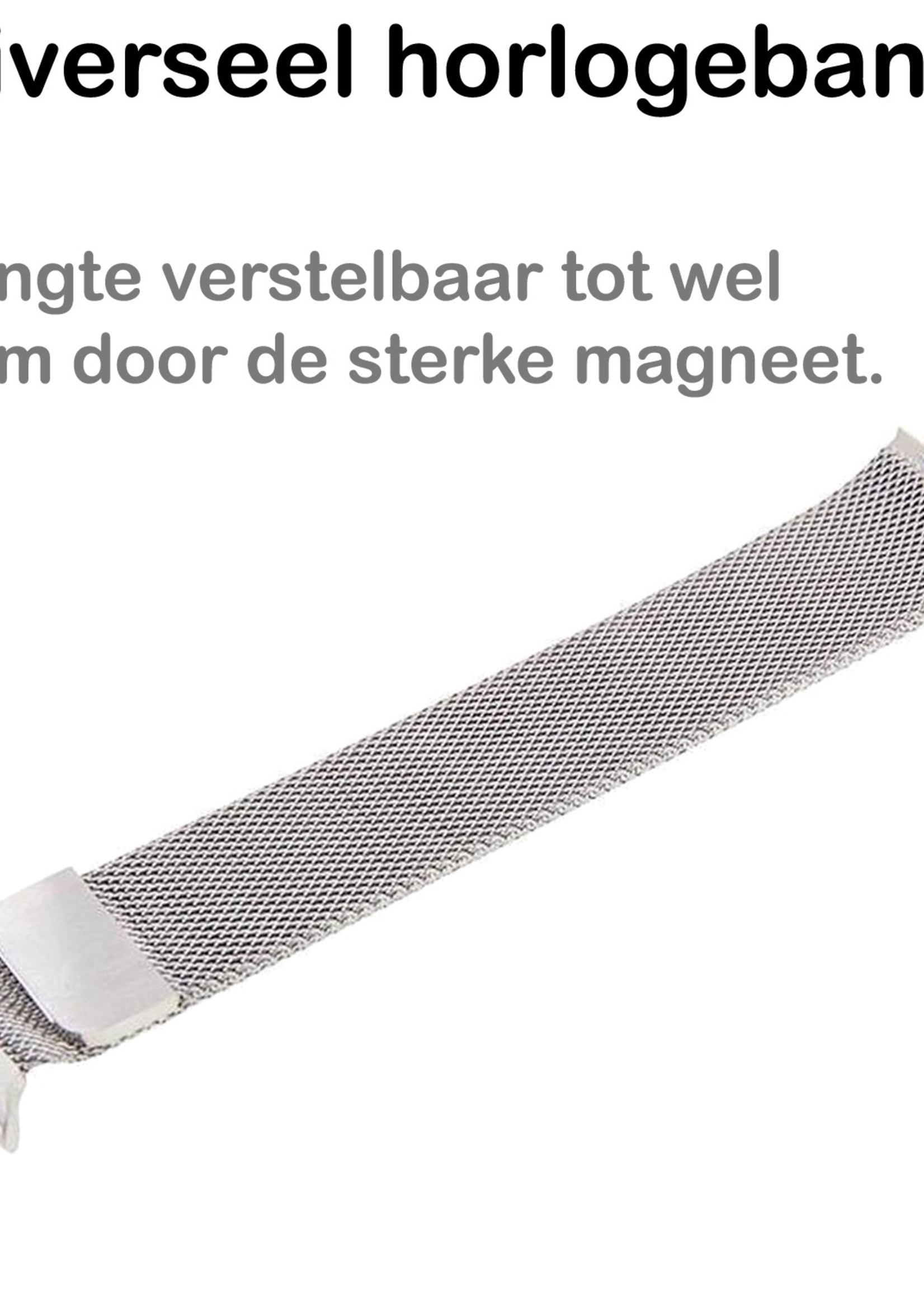BTH Milanese Horlogeband Geschikt voor Apple Watch 8 41 mm Bandje Milanees - Polsbandje Met Magneetsluiting Geschikt voor Apple Watch 8 41 mm Bandje Milanees - Zwart & Zilver