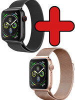 BTH BTH Apple Watch 8 Bandje Milanees (45 mm) - Zwart & Rose Goud