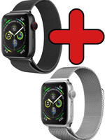 BTH BTH Apple Watch 8 Bandje Milanees (45 mm) - Zwart & Zilver