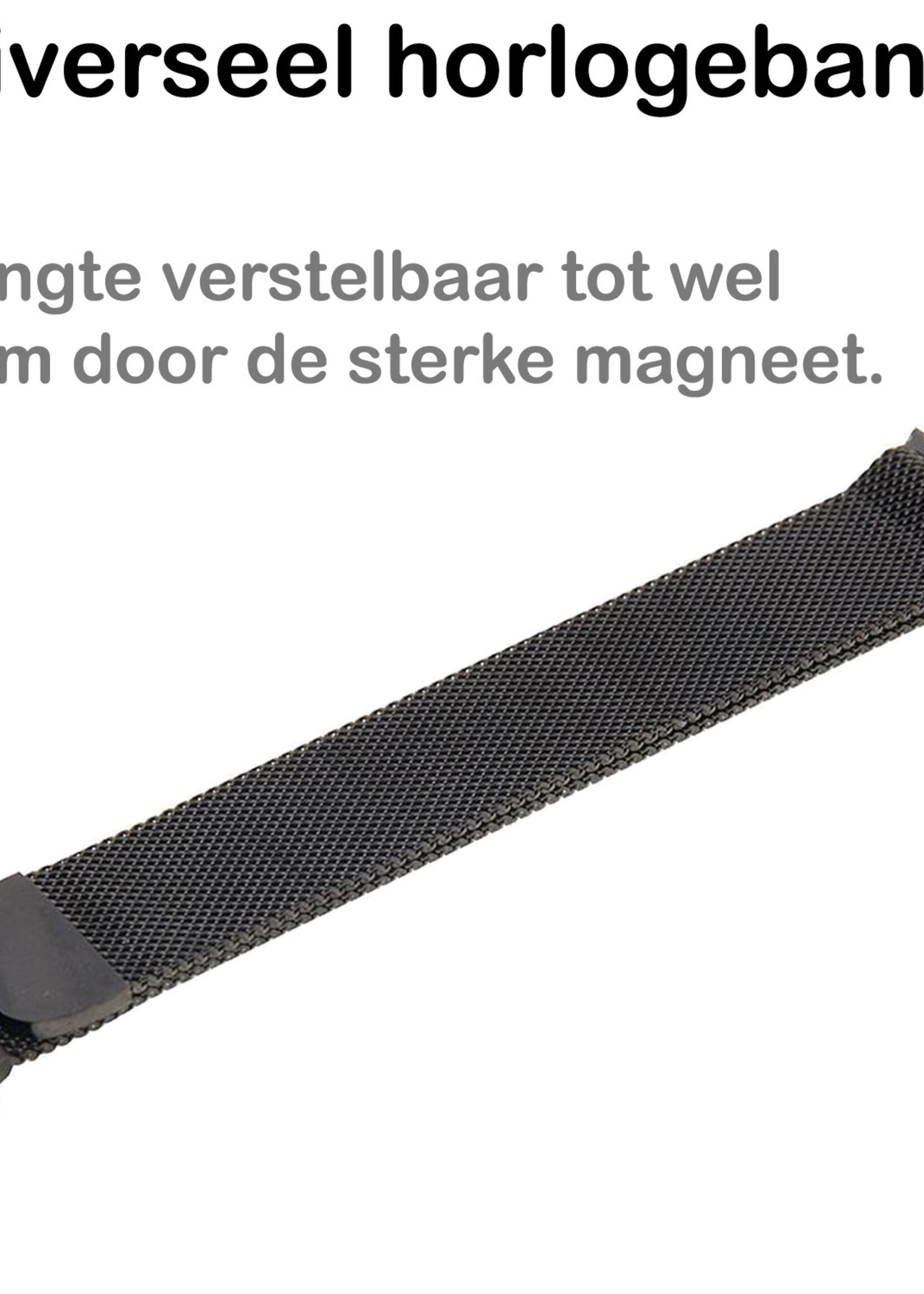 BTH Geschikt Voor Apple Watch SE Bandje Zwart Horloge Bandje Milanees Met Magneetsluiting (44 mm)