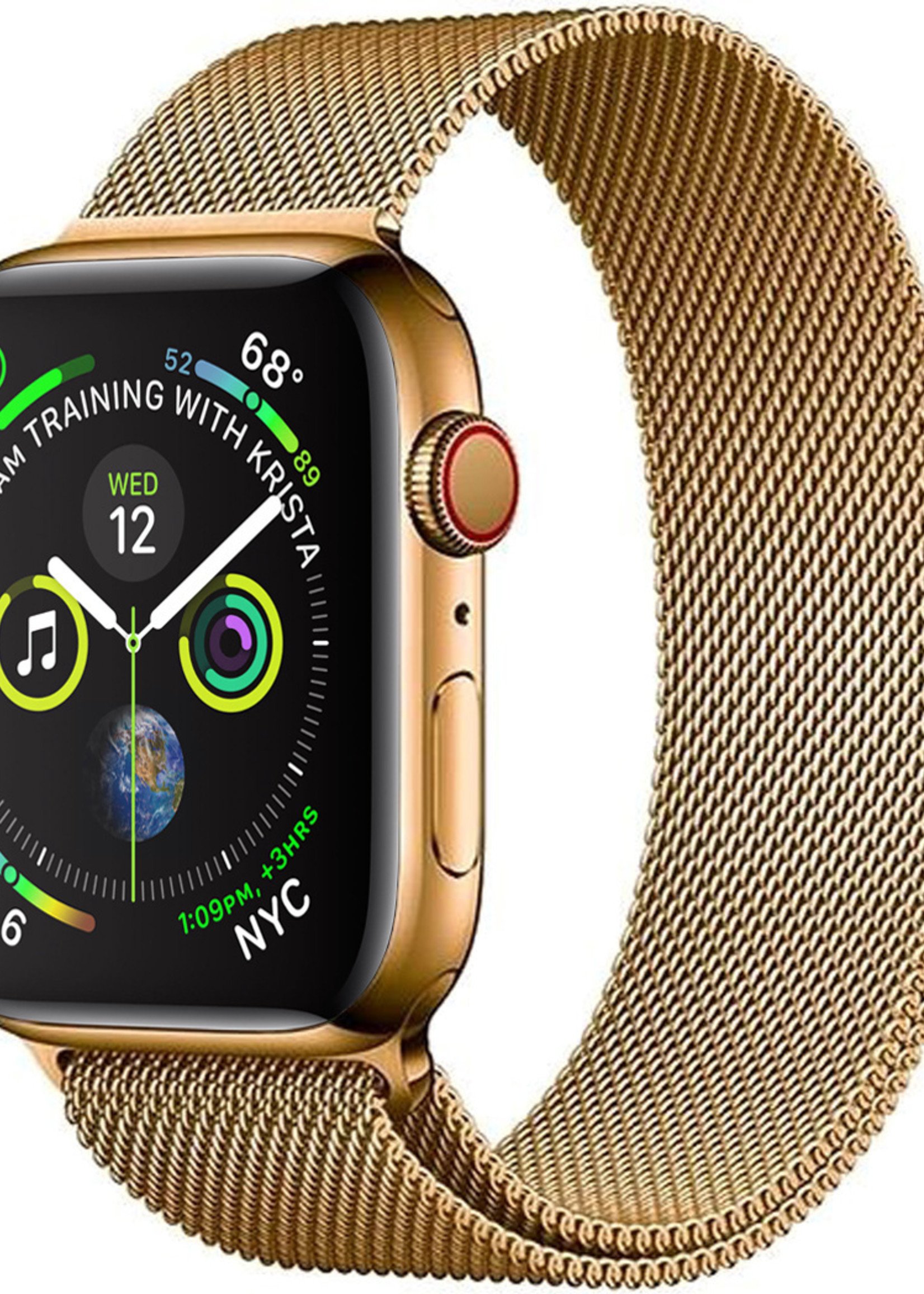 BTH Geschikt Voor Apple Watch SE Bandje Goud Horloge Bandje Milanees Met Magneetsluiting (44 mm)