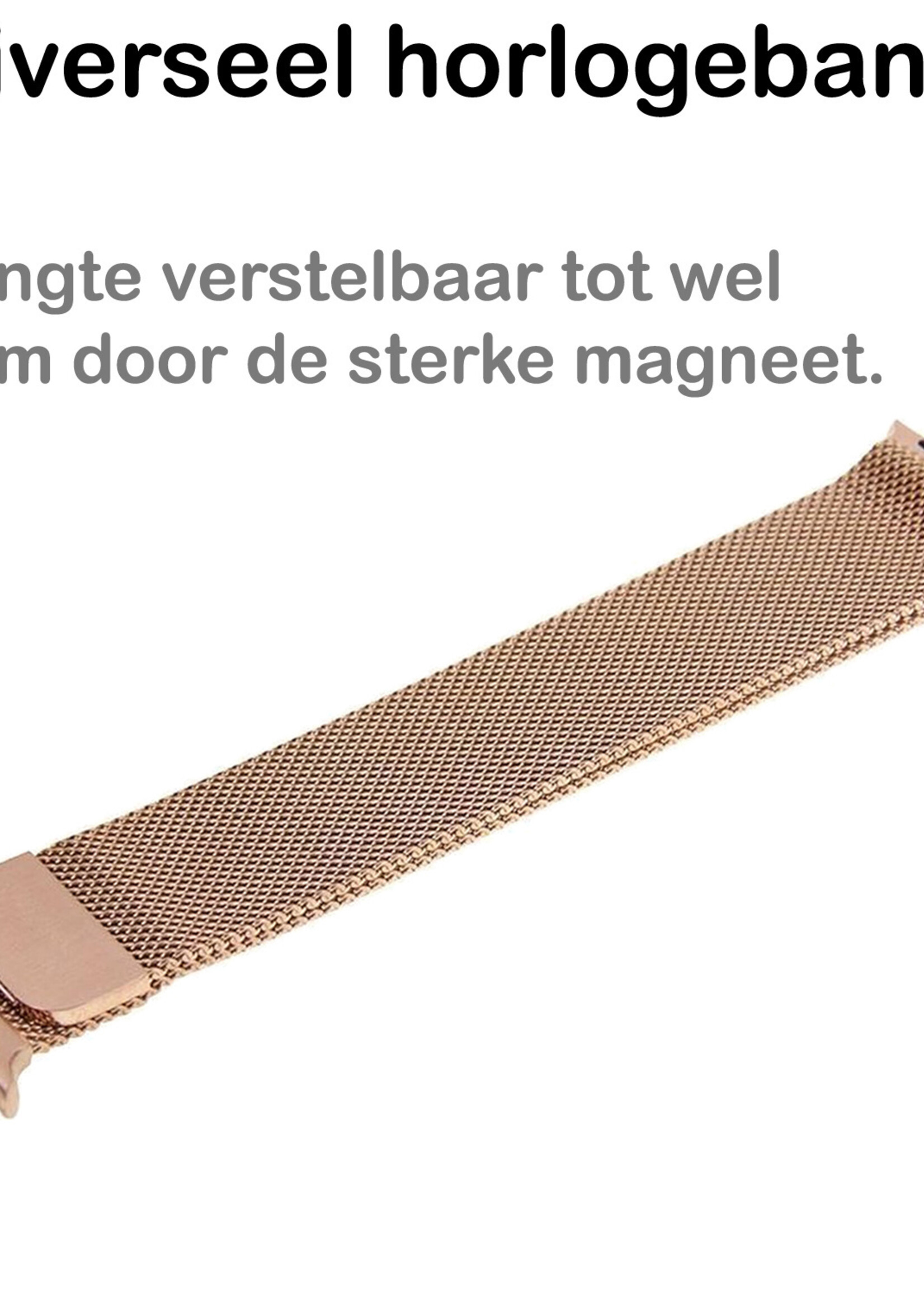 BTH Milanese Horlogeband Geschikt voor Apple Watch SE 40 mm Bandje Milanees - Polsbandje Met Magneetsluiting Geschikt voor Apple Watch SE 40 mm Bandje Milanees - Zilver & Rose Goud