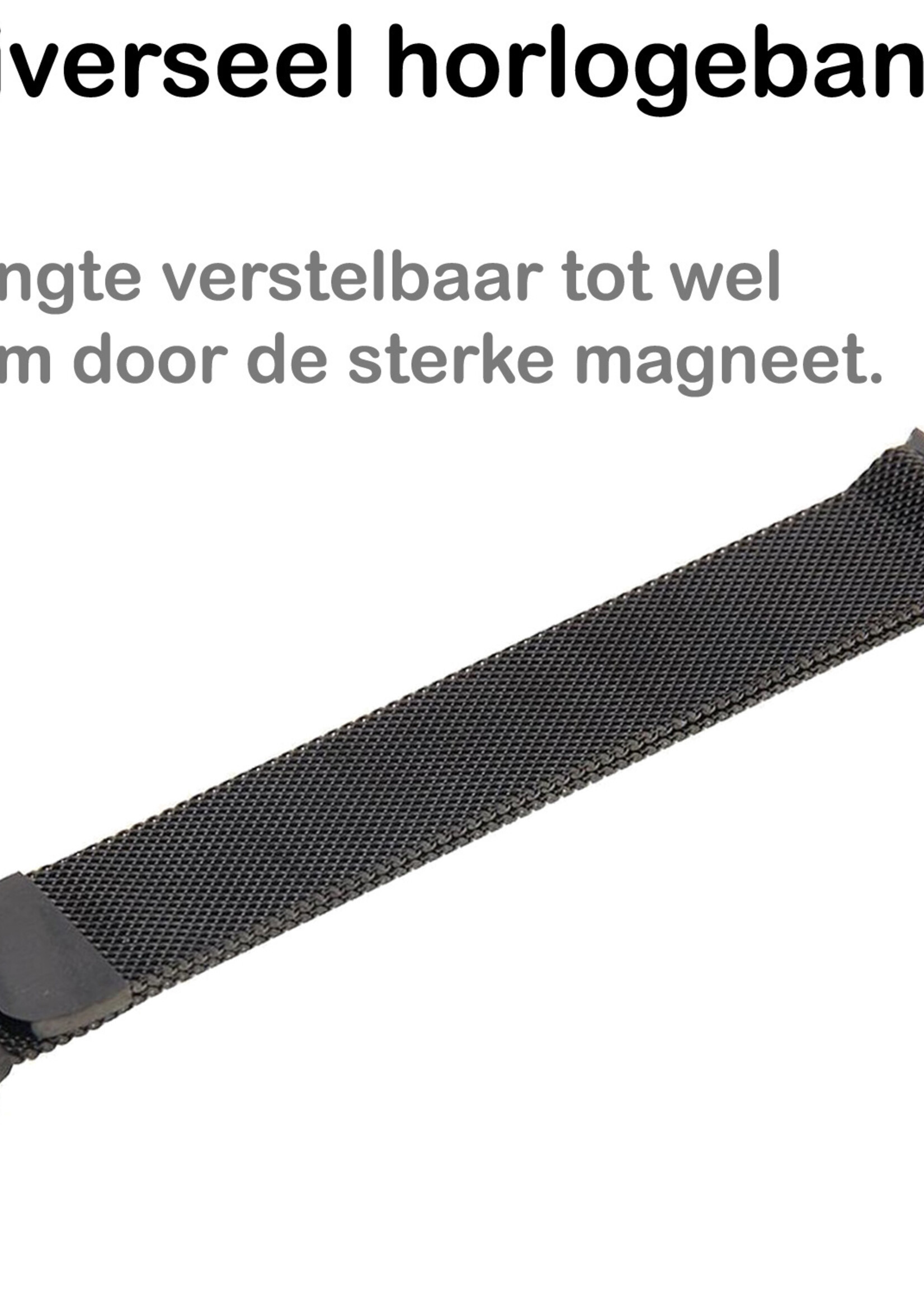 BTH Geschikt Voor Apple Watch 8 Bandje Zwart Horloge Bandje Milanees Met Magneetsluiting (45 mm)