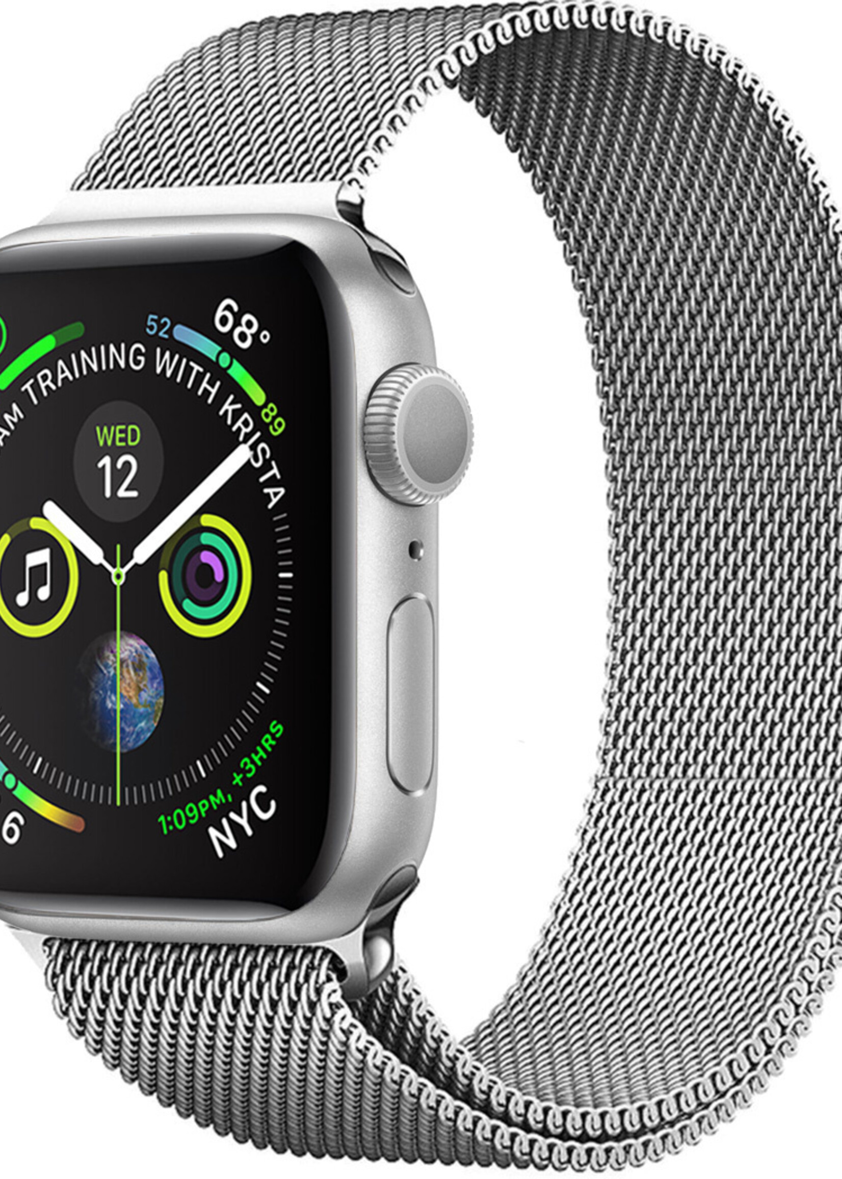 BTH Geschikt Voor Apple Watch 8 Bandje Zilver Horloge Bandje Milanees Met Magneetsluiting (45 mm)