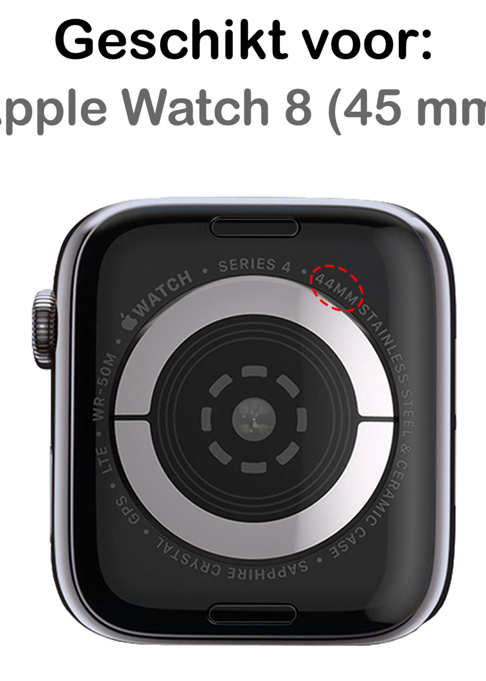 BTH Geschikt Voor Apple Watch 8 Bandje Zilver Horloge Bandje Milanees Met Magneetsluiting (45 mm)