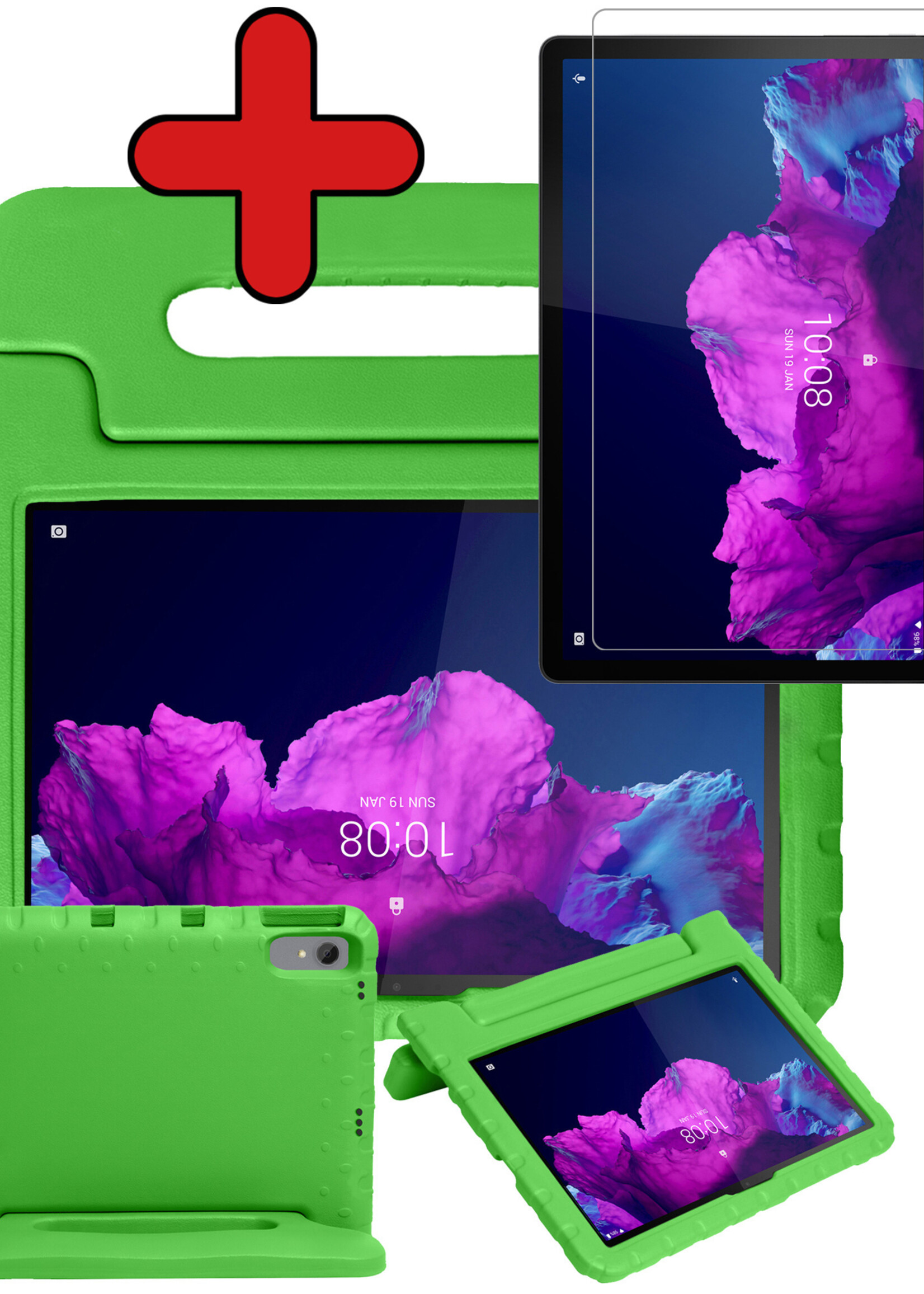 BTH Kinderhoes Geschikt voor Lenovo Tab P11 Plus Hoes Kinder Hoesje Kids Case Cover Kidsproof Met Screenprotector - Hoesje Geschikt voor Lenovo Tab P11 Plus Hoesje Kinder Hoes - Groen