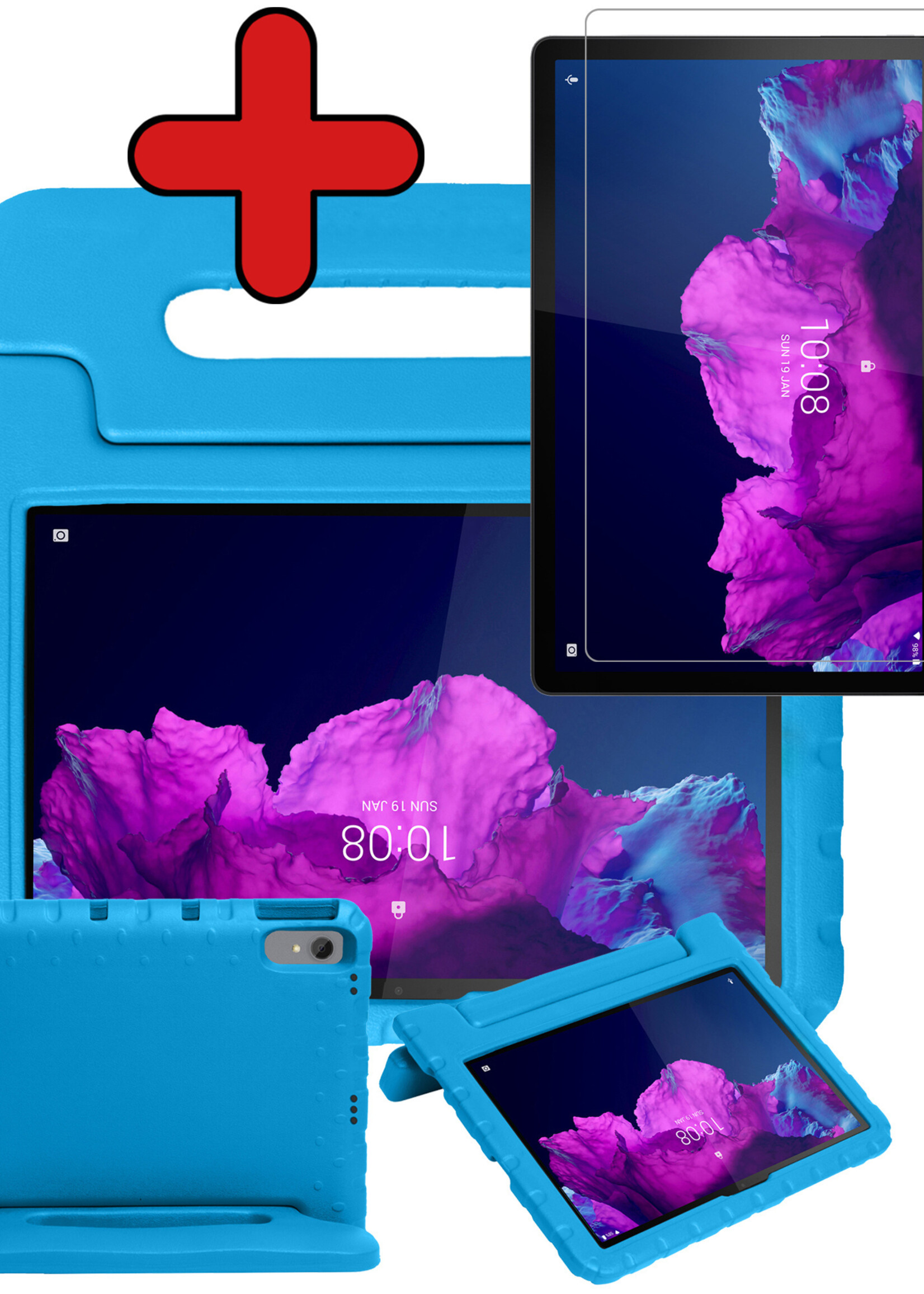 BTH Kinderhoes Geschikt voor Lenovo Tab P11 Plus Hoes Kinder Hoesje Kids Case Cover Kidsproof Met Screenprotector - Hoesje Geschikt voor Lenovo Tab P11 Plus Hoesje Kinder Hoes - Blauw