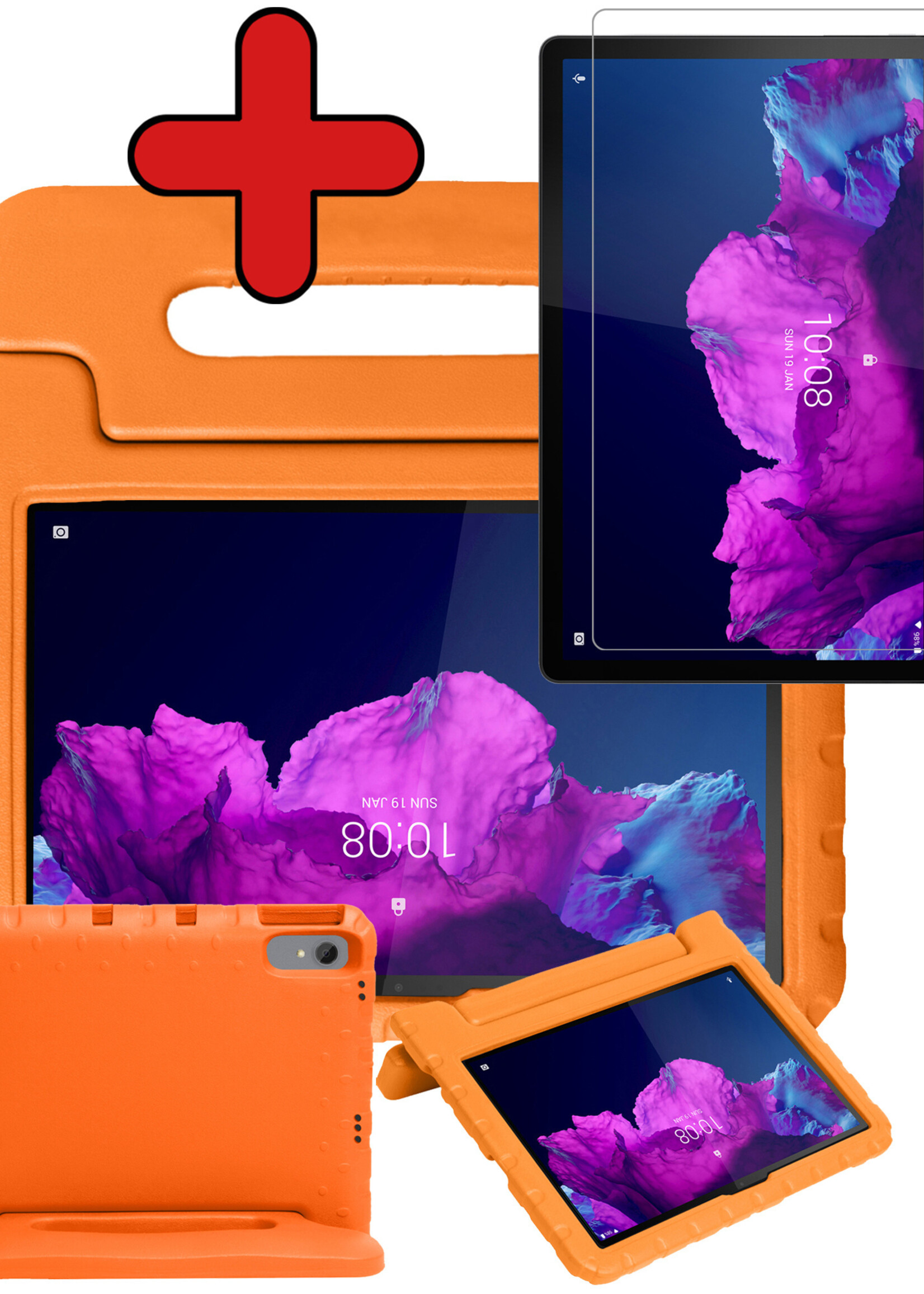 BTH Kinderhoes Geschikt voor Lenovo Tab P11 Plus Hoes Kinder Hoesje Kids Case Cover Kidsproof Met Screenprotector - Hoesje Geschikt voor Lenovo Tab P11 Plus Hoesje Kinder Hoes - Oranje