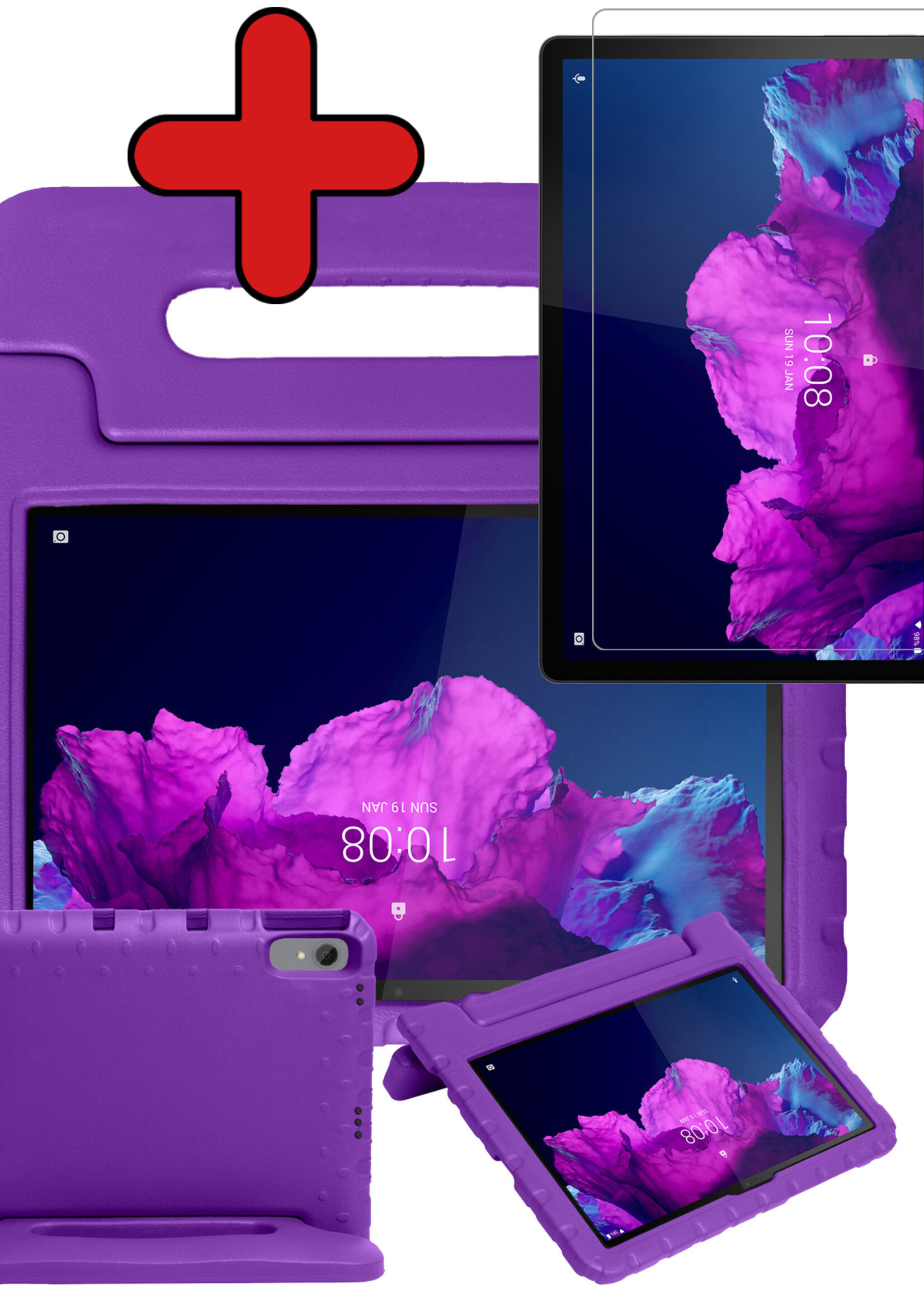 BTH Kinderhoes Geschikt voor Lenovo Tab P11 Plus Hoes Kinder Hoesje Kids Case Cover Kidsproof Met Screenprotector - Hoesje Geschikt voor Lenovo Tab P11 Plus Hoesje Kinder Hoes - Paars