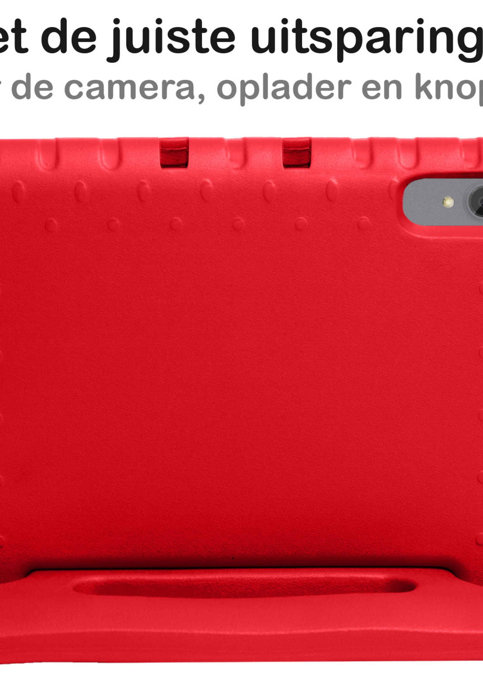 BTH Kinderhoes Geschikt voor Lenovo Tab P11 Plus Hoes Kinder Hoesje Kids Case Cover Kidsproof Met Screenprotector - Hoesje Geschikt voor Lenovo Tab P11 Plus Hoesje Kinder Hoes - Rood