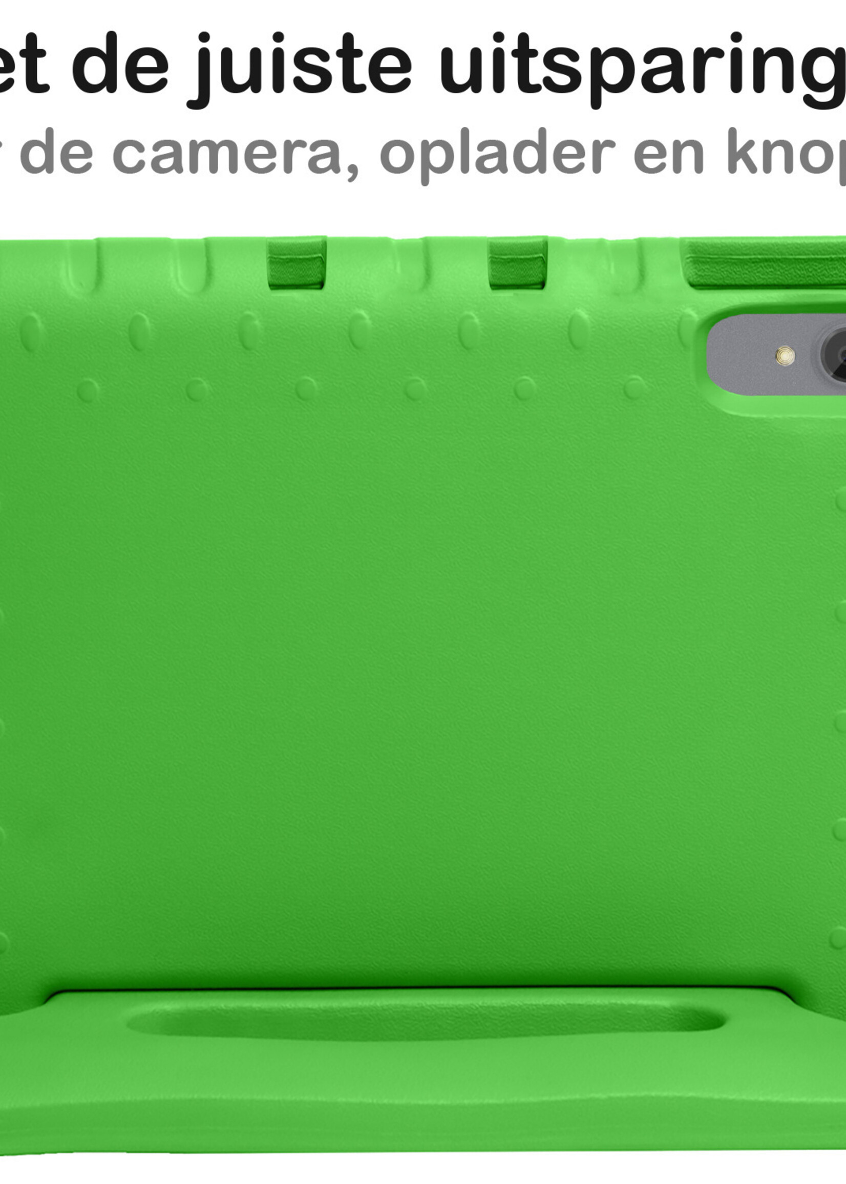 BTH Kinderhoes Geschikt voor Lenovo Tab P11 Plus Hoes Kinder Hoesje Kids Case Cover Kidsproof Met 2x Screenprotector - Hoesje Geschikt voor Lenovo Tab P11 Plus Hoesje Kinder Hoes - Groen