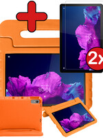 BTH BTH Lenovo Tab P11 Plus Kinderhoes Met 2x Screenprotector - Oranje