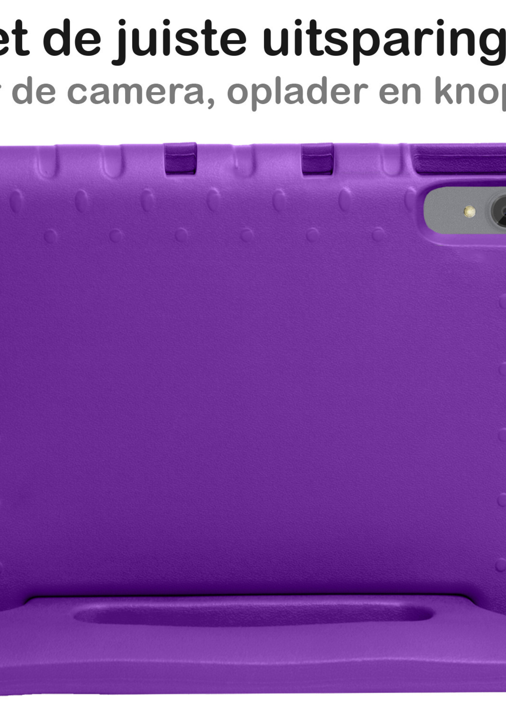 BTH Kinderhoes Geschikt voor Lenovo Tab P11 Plus Hoes Kinder Hoesje Kids Case Cover Kidsproof Met 2x Screenprotector - Hoesje Geschikt voor Lenovo Tab P11 Plus Hoesje Kinder Hoes - Paars
