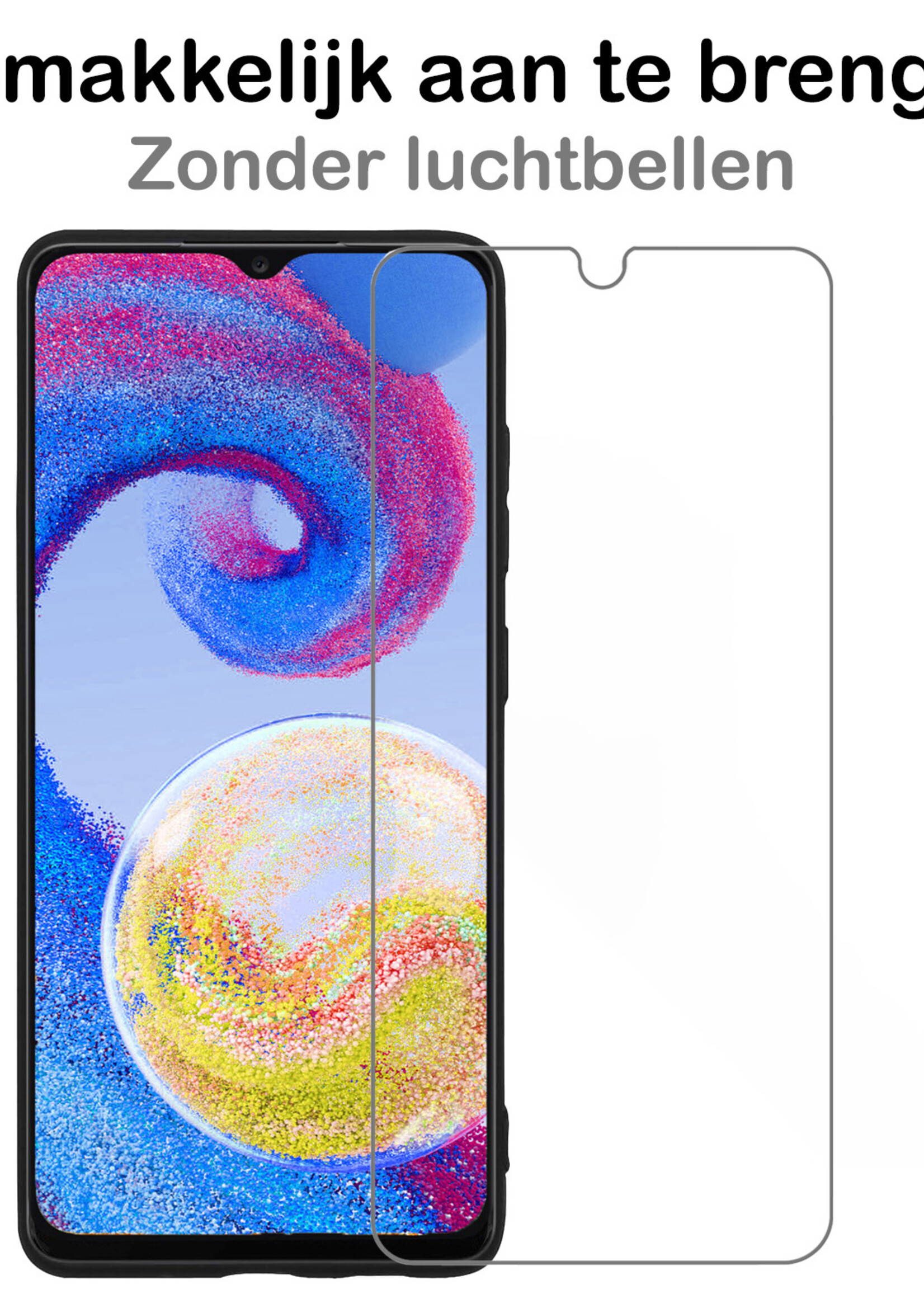 BTH Hoesje Geschikt voor Samsung A04s Hoesje Siliconen Shock Proof Case Hoes Met Screenprotector - Hoes Geschikt voor Samsung Galaxy A04s Hoes Cover Case Shockproof - Transparant