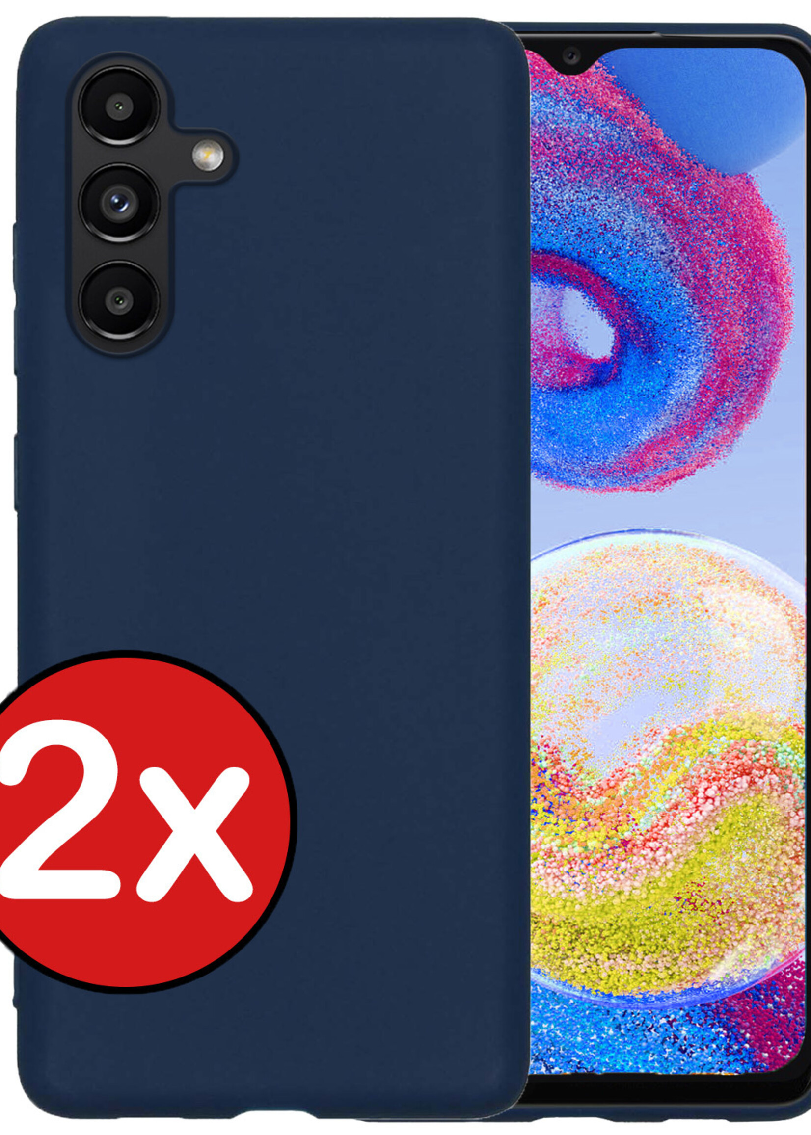 BTH Hoesje Geschikt voor Samsung A04s Hoesje Siliconen Case Hoes - Hoes Geschikt voor Samsung Galaxy A04s Hoes Cover Case - Donkerblauw - 2 PACK