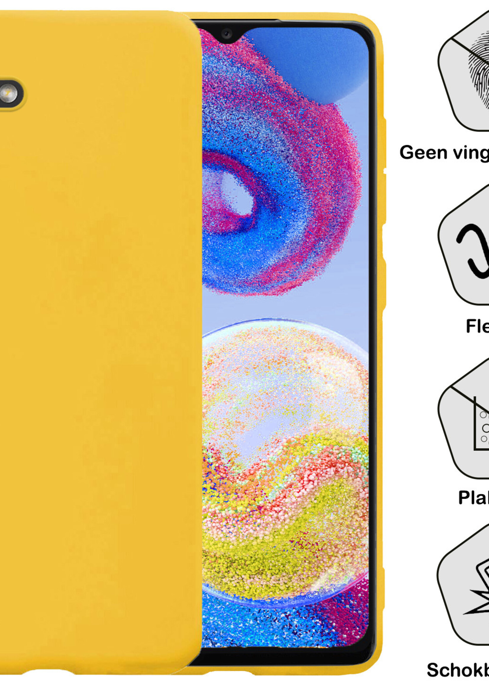 BTH Hoesje Geschikt voor Samsung A04s Hoesje Siliconen Case Hoes - Hoes Geschikt voor Samsung Galaxy A04s Hoes Cover Case - Geel - 2 PACK