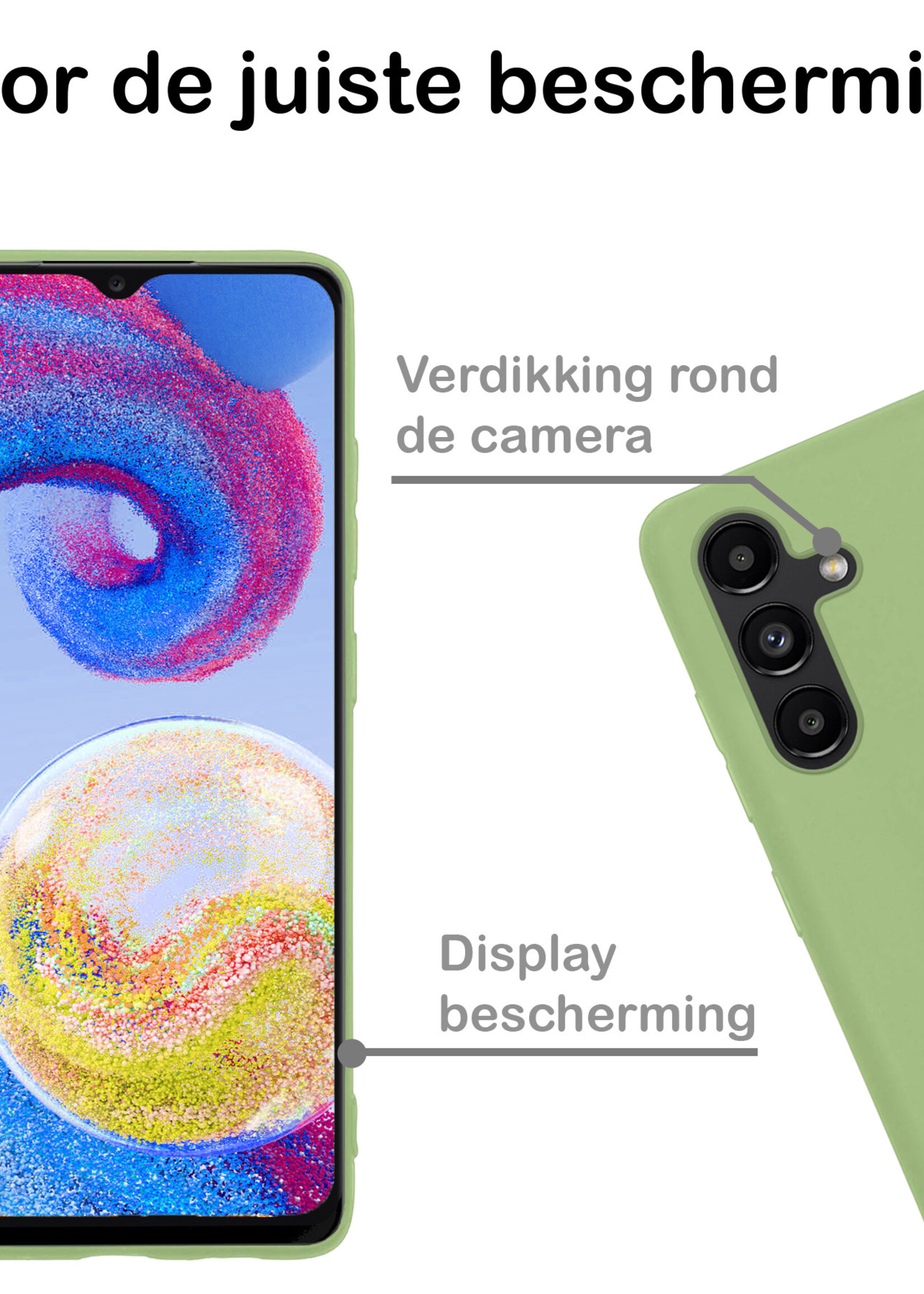 BTH Hoesje Geschikt voor Samsung A04s Hoesje Siliconen Case Hoes - Hoes Geschikt voor Samsung Galaxy A04s Hoes Cover Case - Groen - 2 PACK