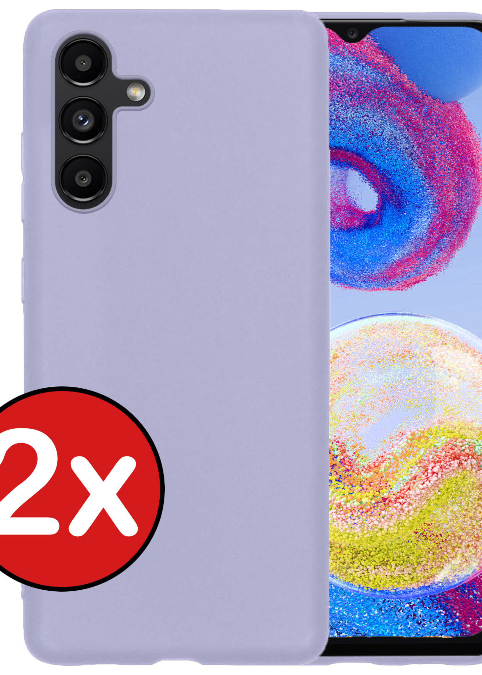 BTH Hoesje Geschikt voor Samsung A04s Hoesje Siliconen Case Hoes - Hoes Geschikt voor Samsung Galaxy A04s Hoes Cover Case - Lila - 2 PACK