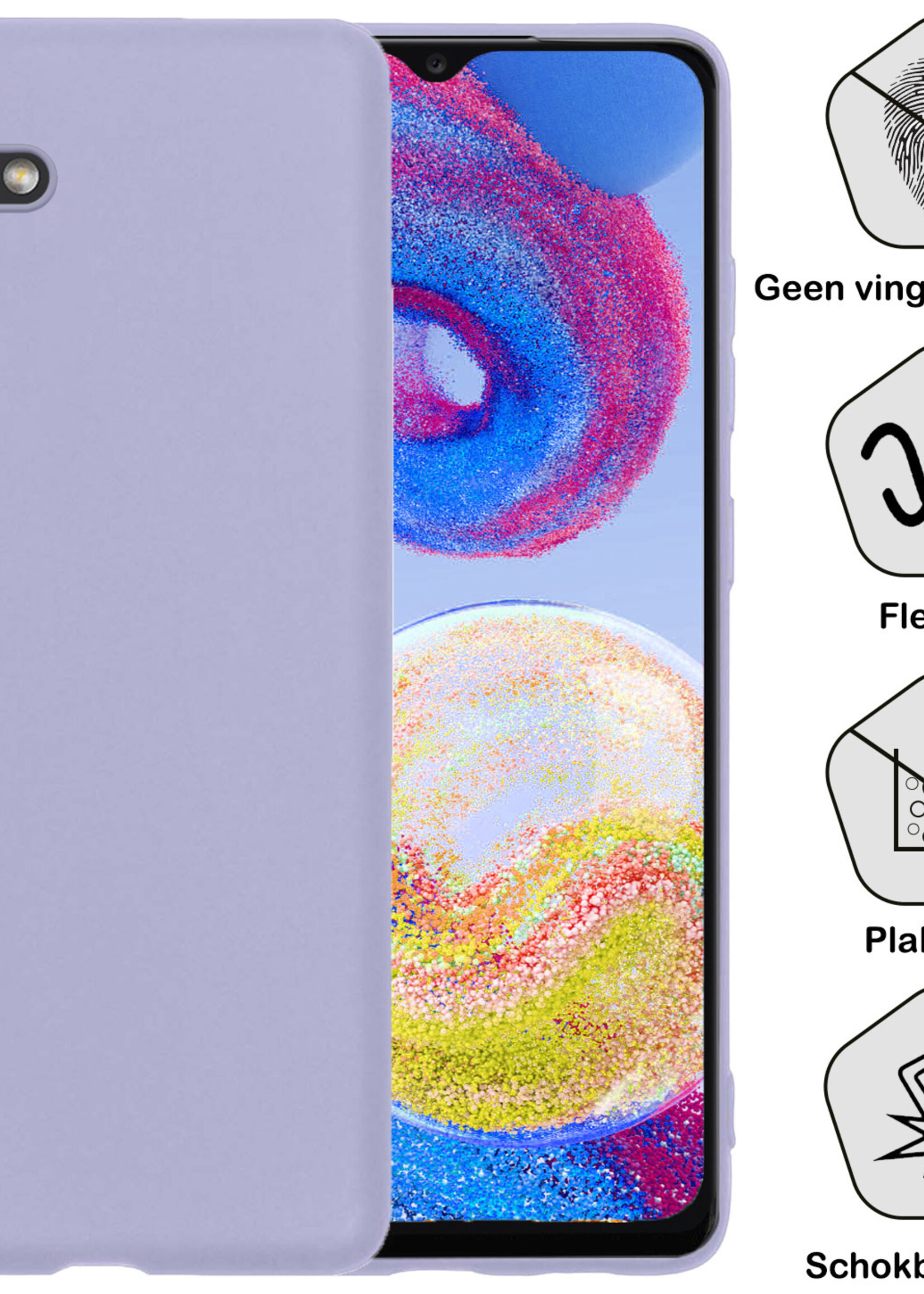 BTH Hoesje Geschikt voor Samsung A04s Hoesje Siliconen Case Hoes - Hoes Geschikt voor Samsung Galaxy A04s Hoes Cover Case - Lila - 2 PACK