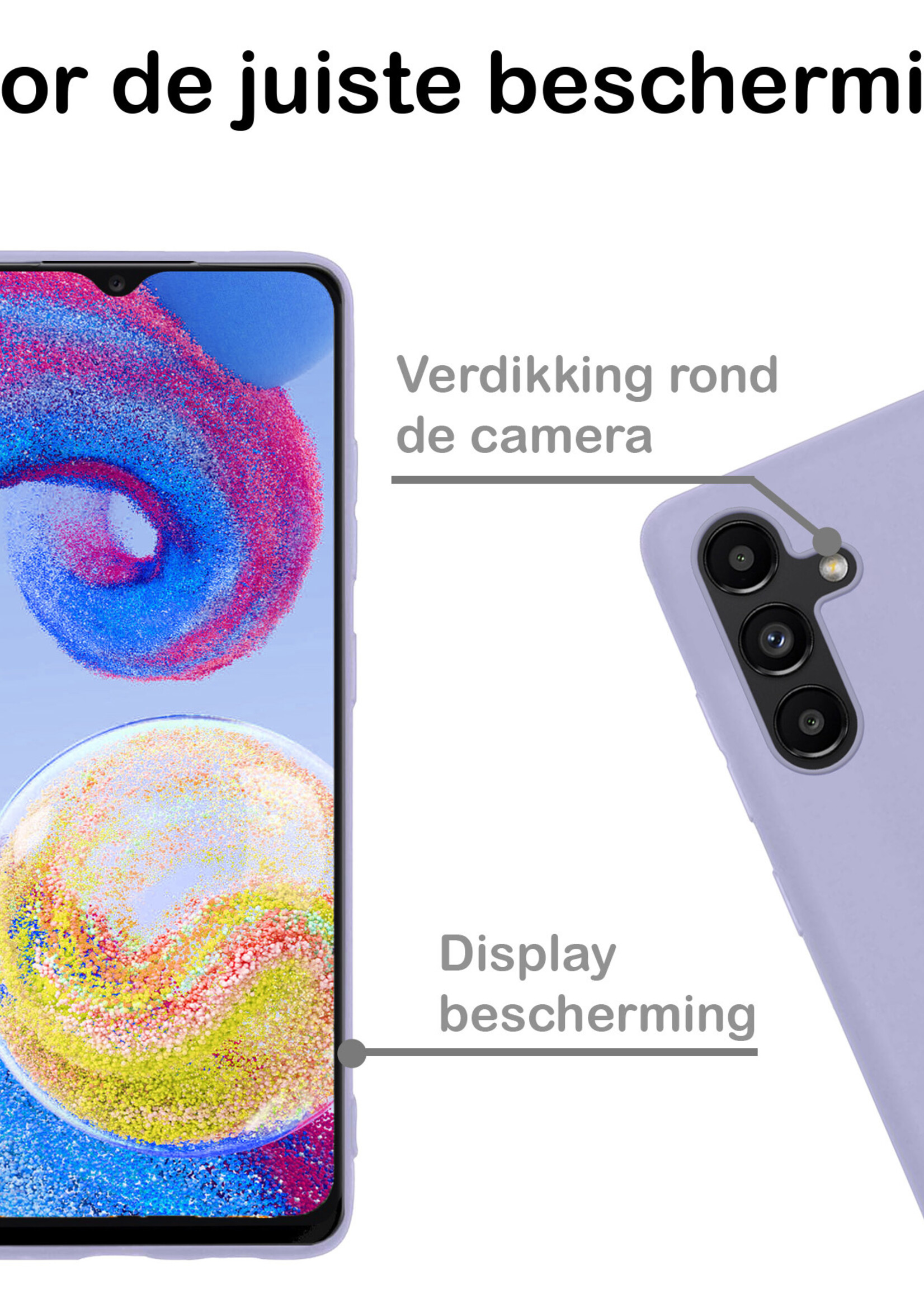 BTH Hoesje Geschikt voor Samsung A04s Hoesje Siliconen Case Hoes - Hoes Geschikt voor Samsung Galaxy A04s Hoes Cover Case - Lila - 2 PACK
