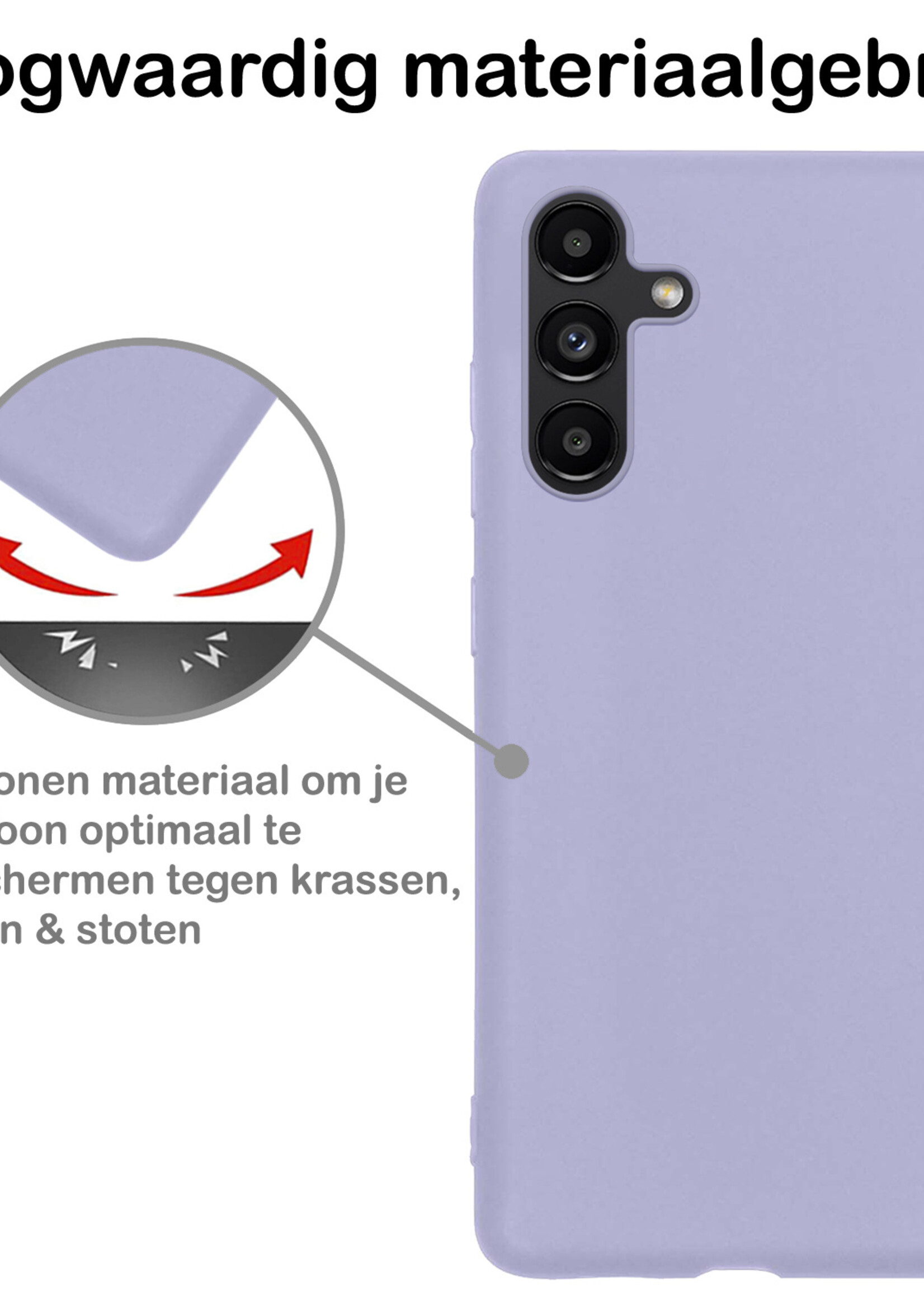BTH Hoesje Geschikt voor Samsung A04s Hoesje Siliconen Case Hoes - Hoes Geschikt voor Samsung Galaxy A04s Hoes Cover Case - Lila - 2 PACK
