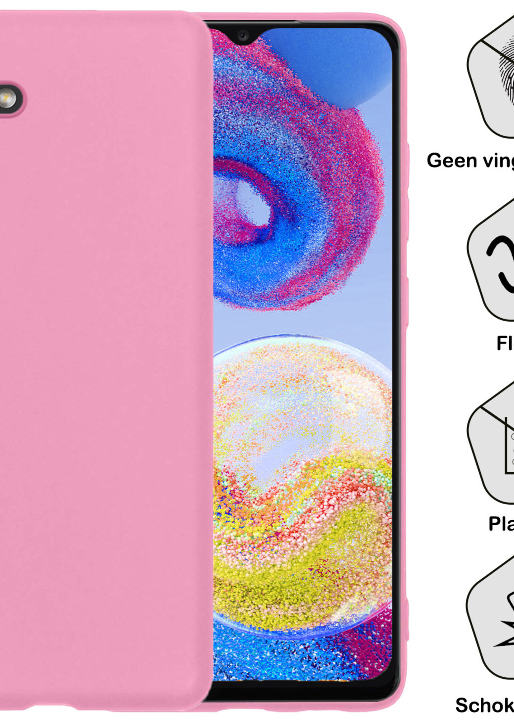 BTH Hoesje Geschikt voor Samsung A04s Hoesje Siliconen Case Hoes - Hoes Geschikt voor Samsung Galaxy A04s Hoes Cover Case - Lichtroze - 2 PACK