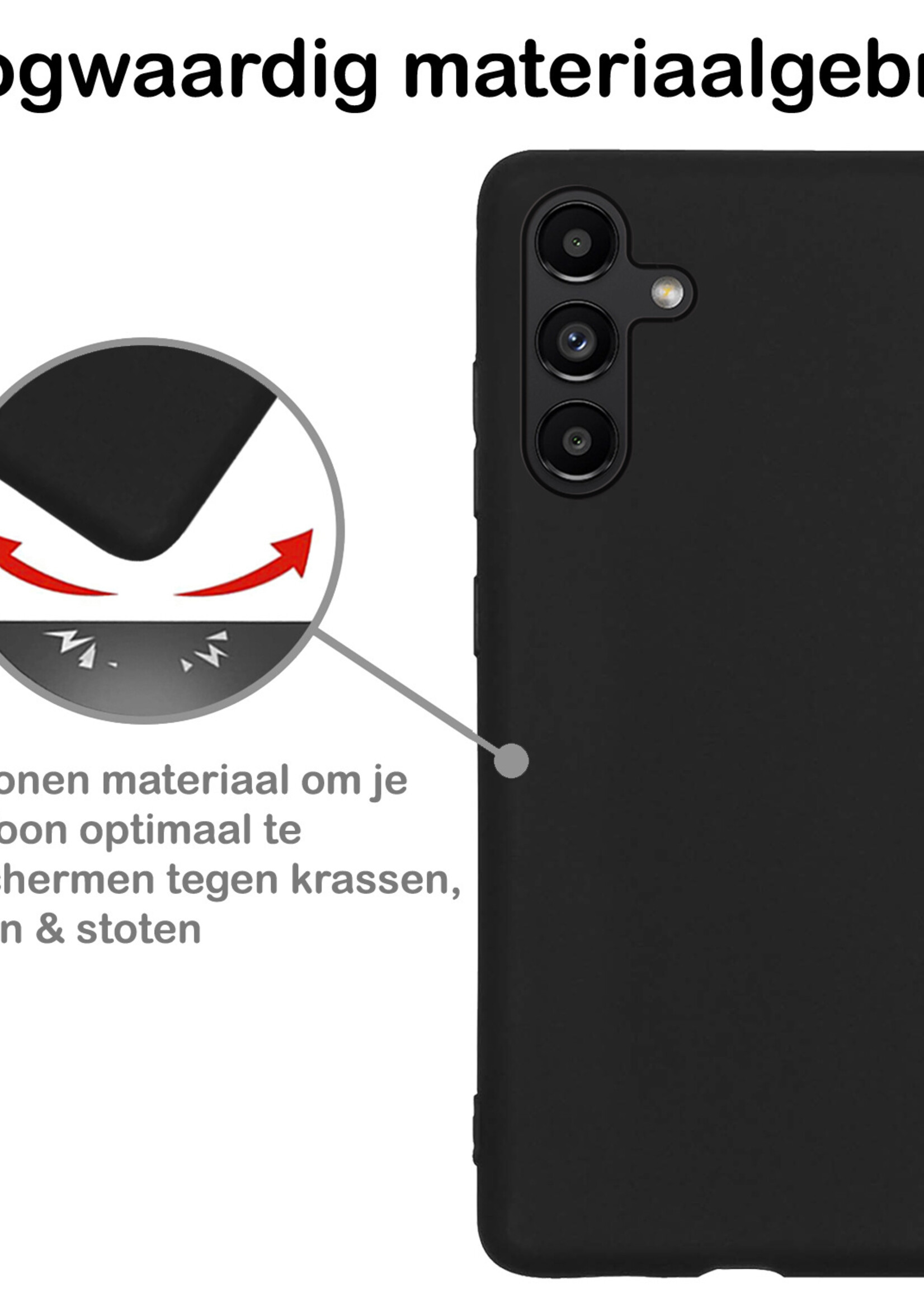 BTH Hoesje Geschikt voor Samsung A04s Hoesje Siliconen Case Hoes - Hoes Geschikt voor Samsung Galaxy A04s Hoes Cover Case - Zwart - 2 PACK