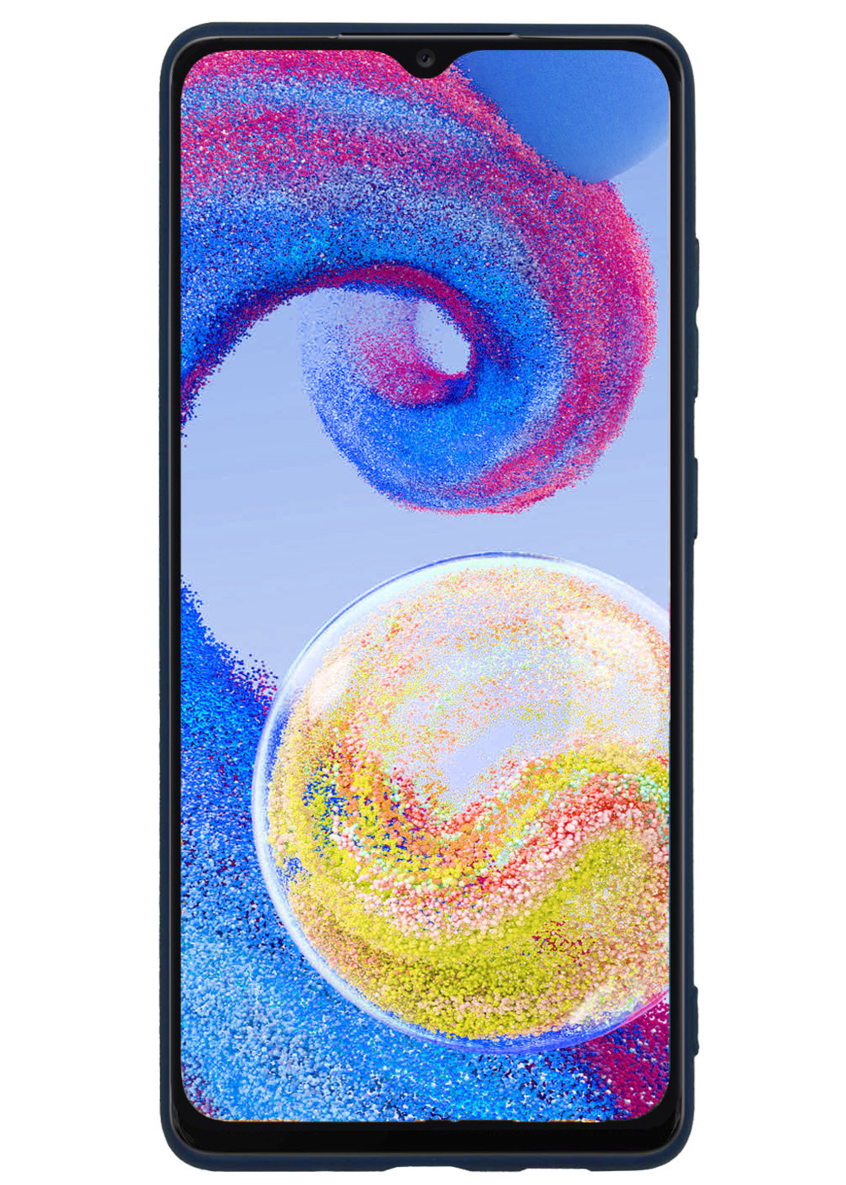 BTH Hoesje Geschikt voor Samsung A04s Hoesje Siliconen Case Hoes Met 2x Screenprotector - Hoes Geschikt voor Samsung Galaxy A04s Hoes Cover Case - Donkerblauw