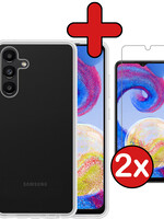 BTH BTH Samsung Galaxy A04s Hoesje Siliconen Met 2x Screenprotector - Transparant