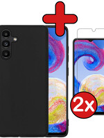 BTH BTH Samsung Galaxy A04s Hoesje Siliconen Met 2x Screenprotector - Zwart