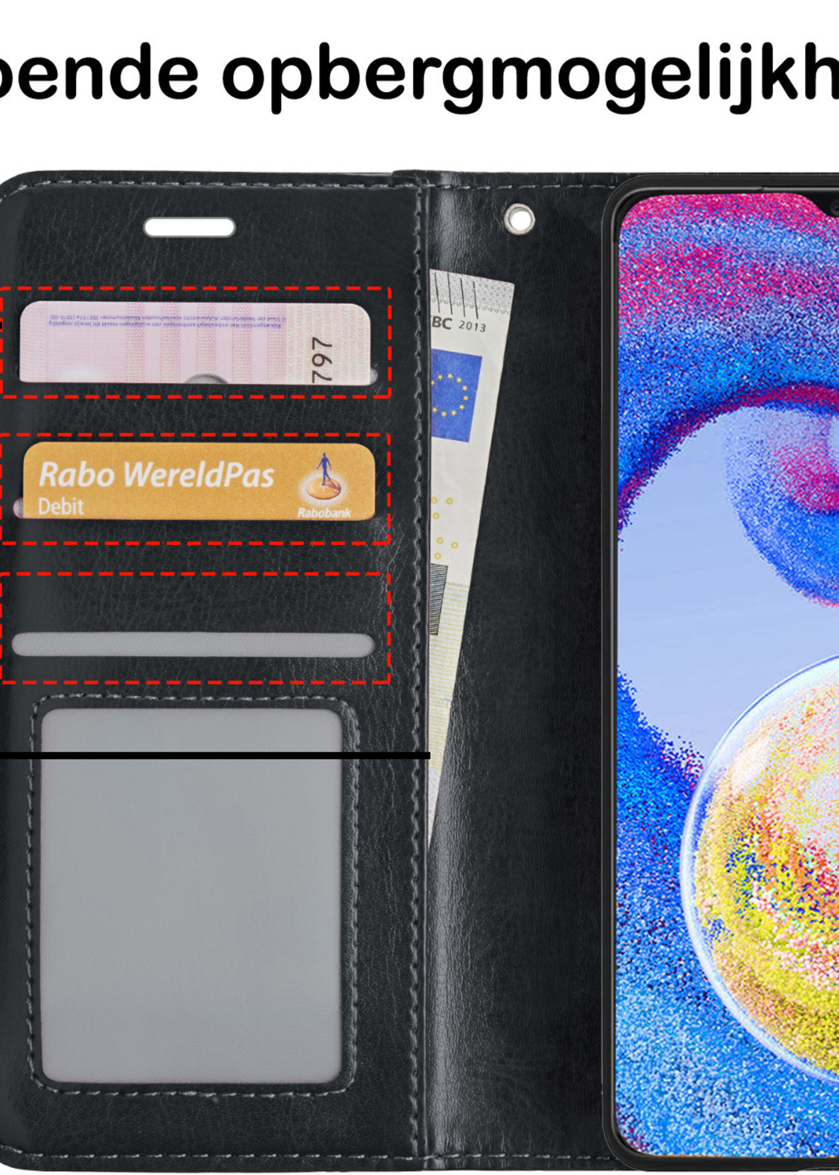 BTH Samsung A04s Hoesje Book Case Hoes Portemonnee Cover Walletcase - Samsung A04s Hoes Bookcase Hoesje - Zwart