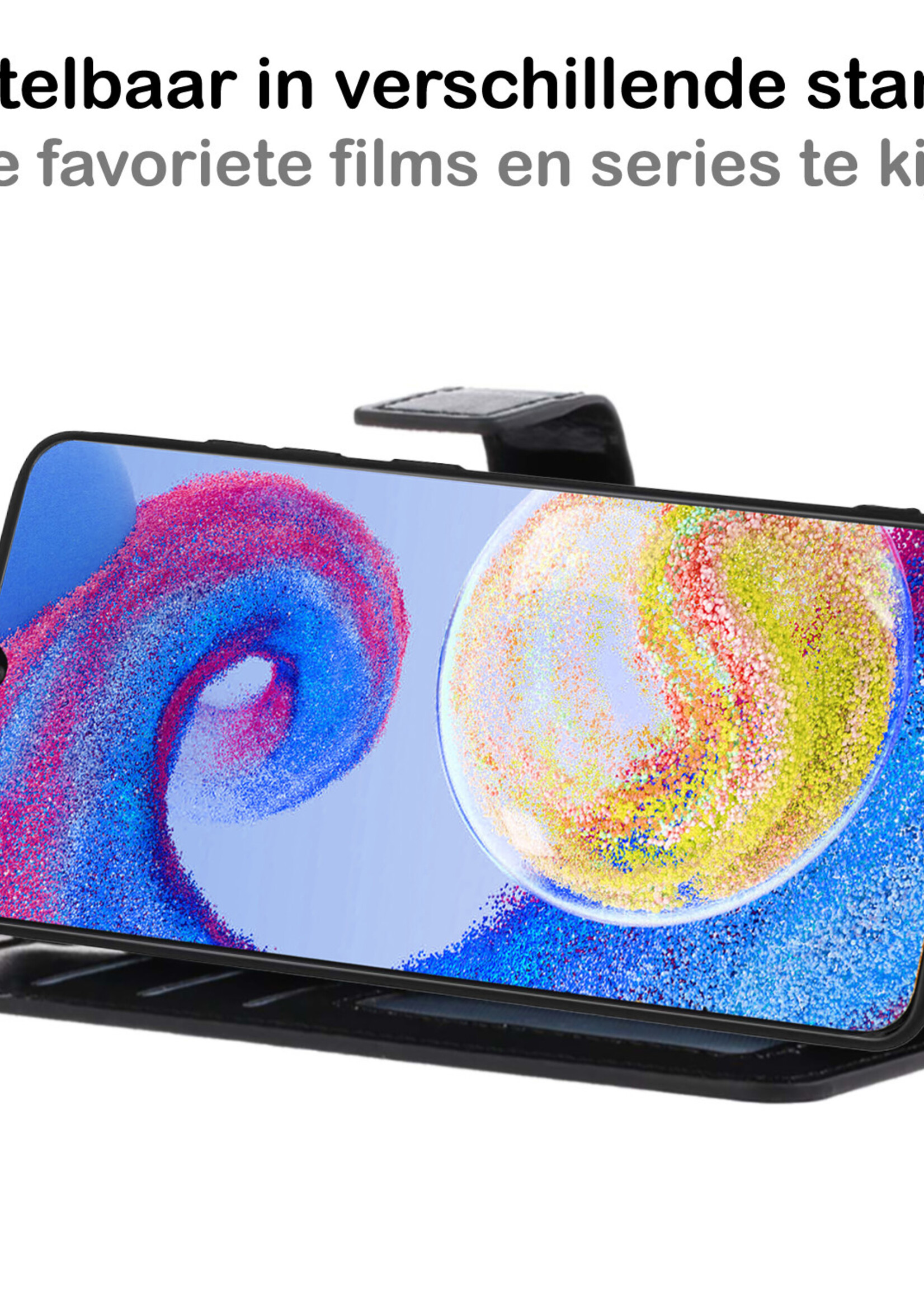 BTH Samsung A04s Hoesje Book Case Hoes Portemonnee Cover Walletcase - Samsung A04s Hoes Bookcase Hoesje - Zwart